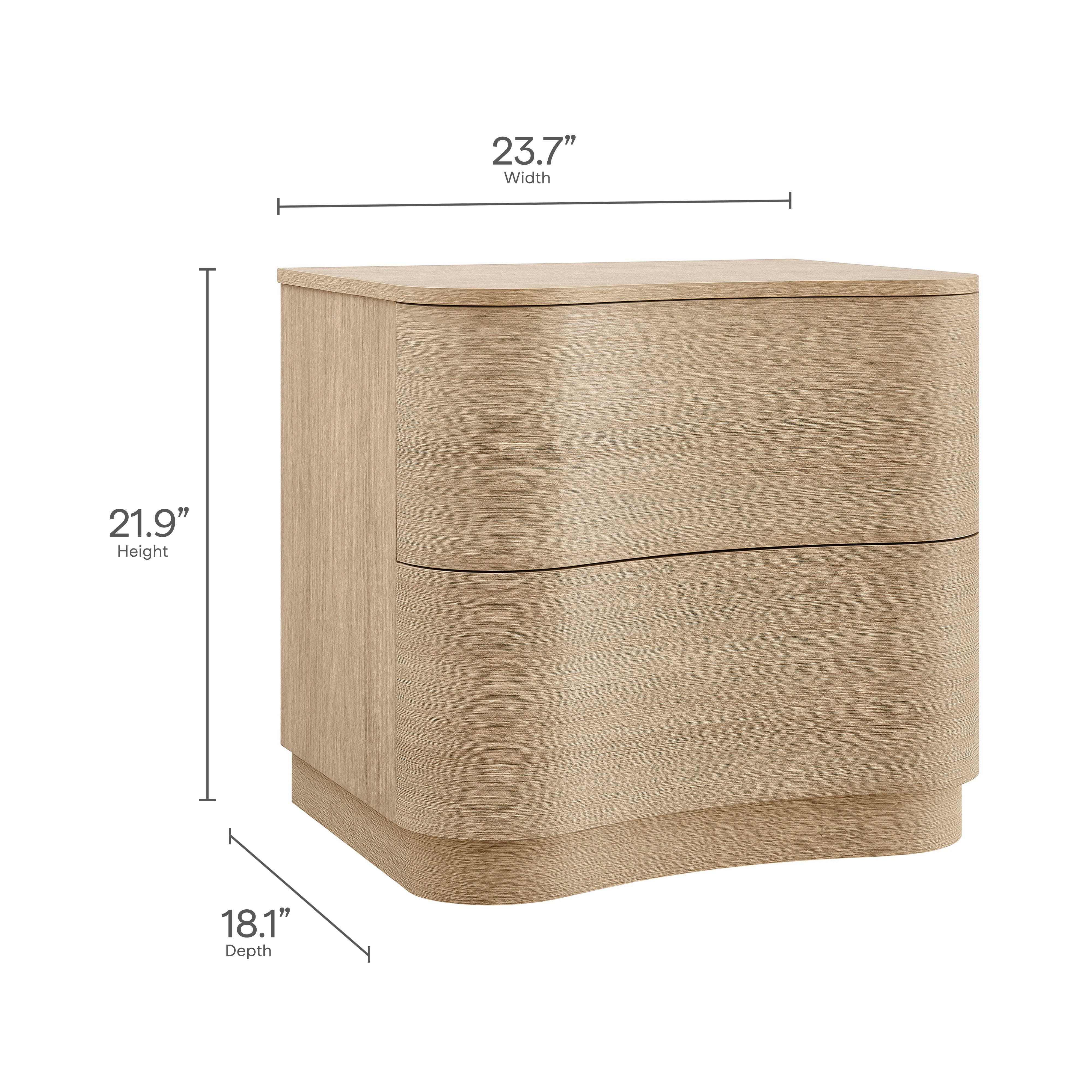 Modway Mirae 24" 2 Drawer Nightstand, Sand Oak, large