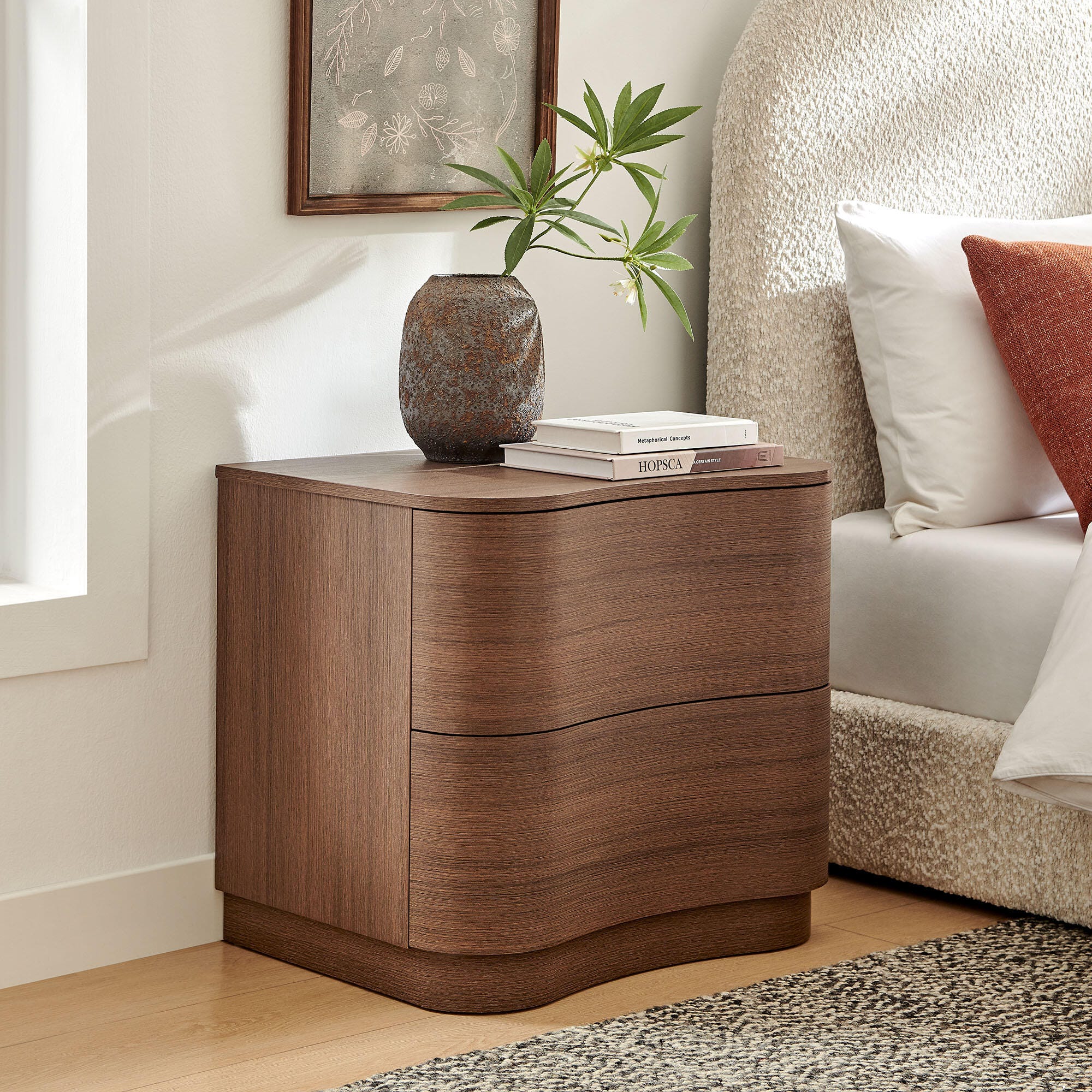 Modway Mirae 24" 2 Drawer Nightstand, Mocha Walnut, large