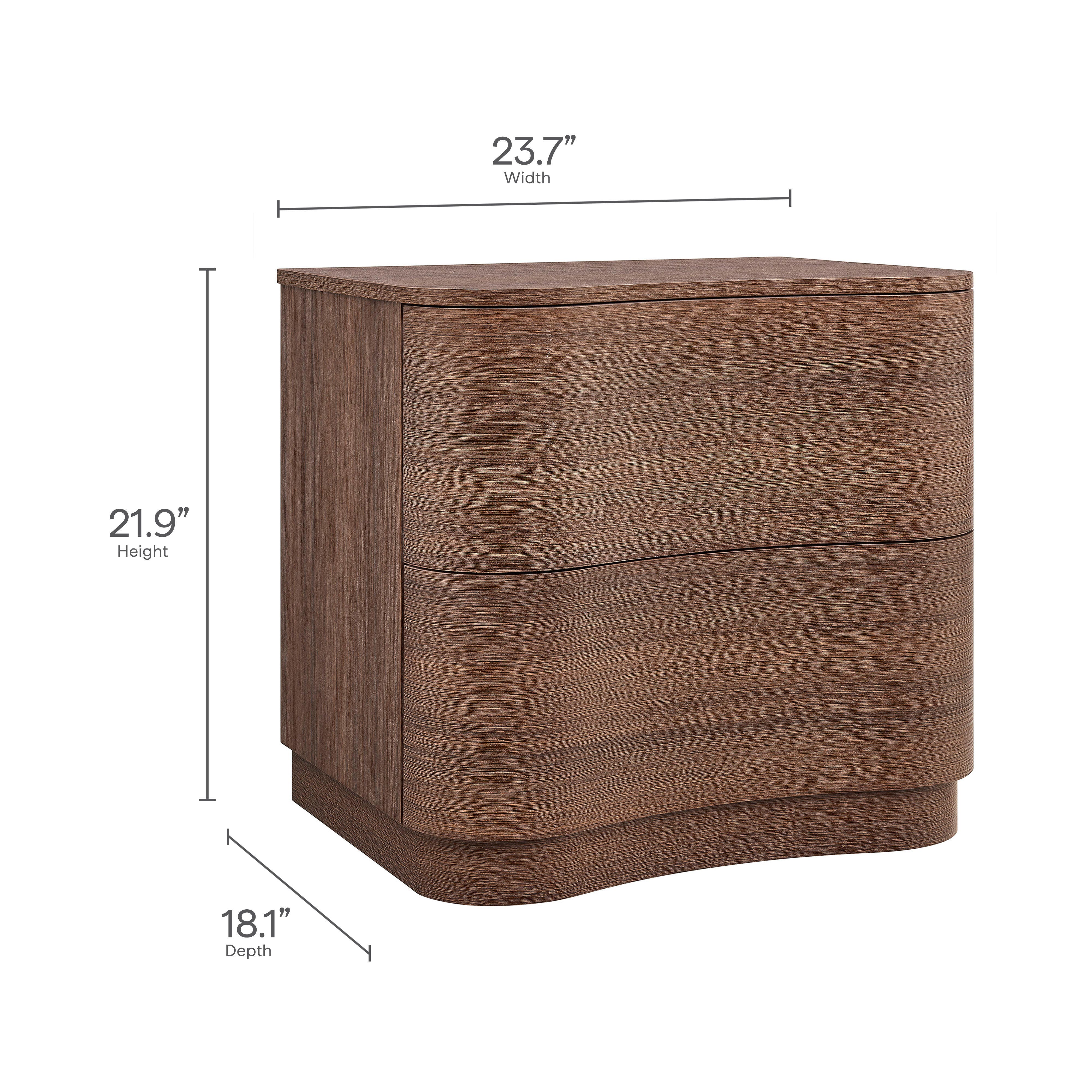 Modway Mirae 24" 2 Drawer Nightstand, Mocha Walnut, large