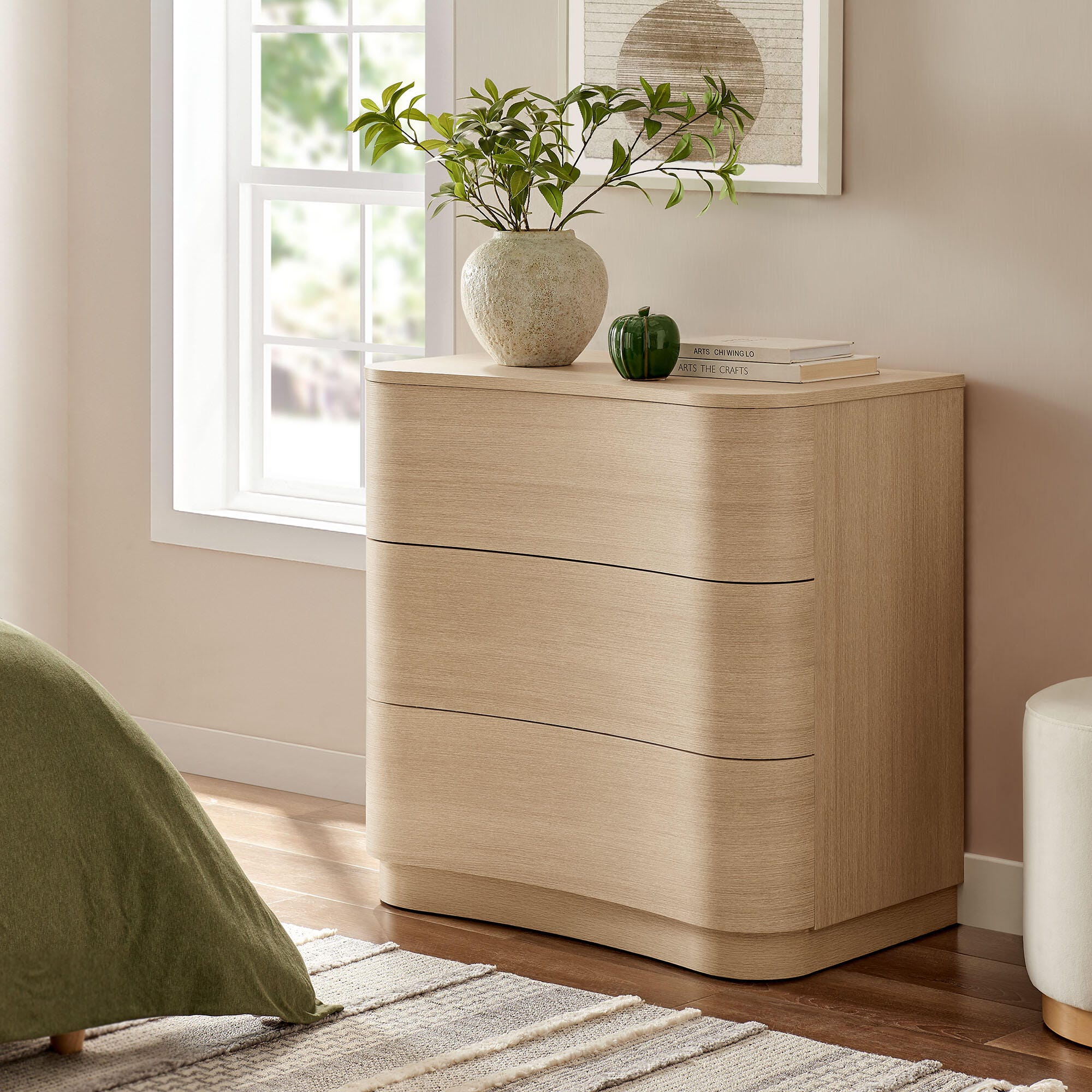 Modway Mirae 3 Drawer Dresser, Light Brown, rollover