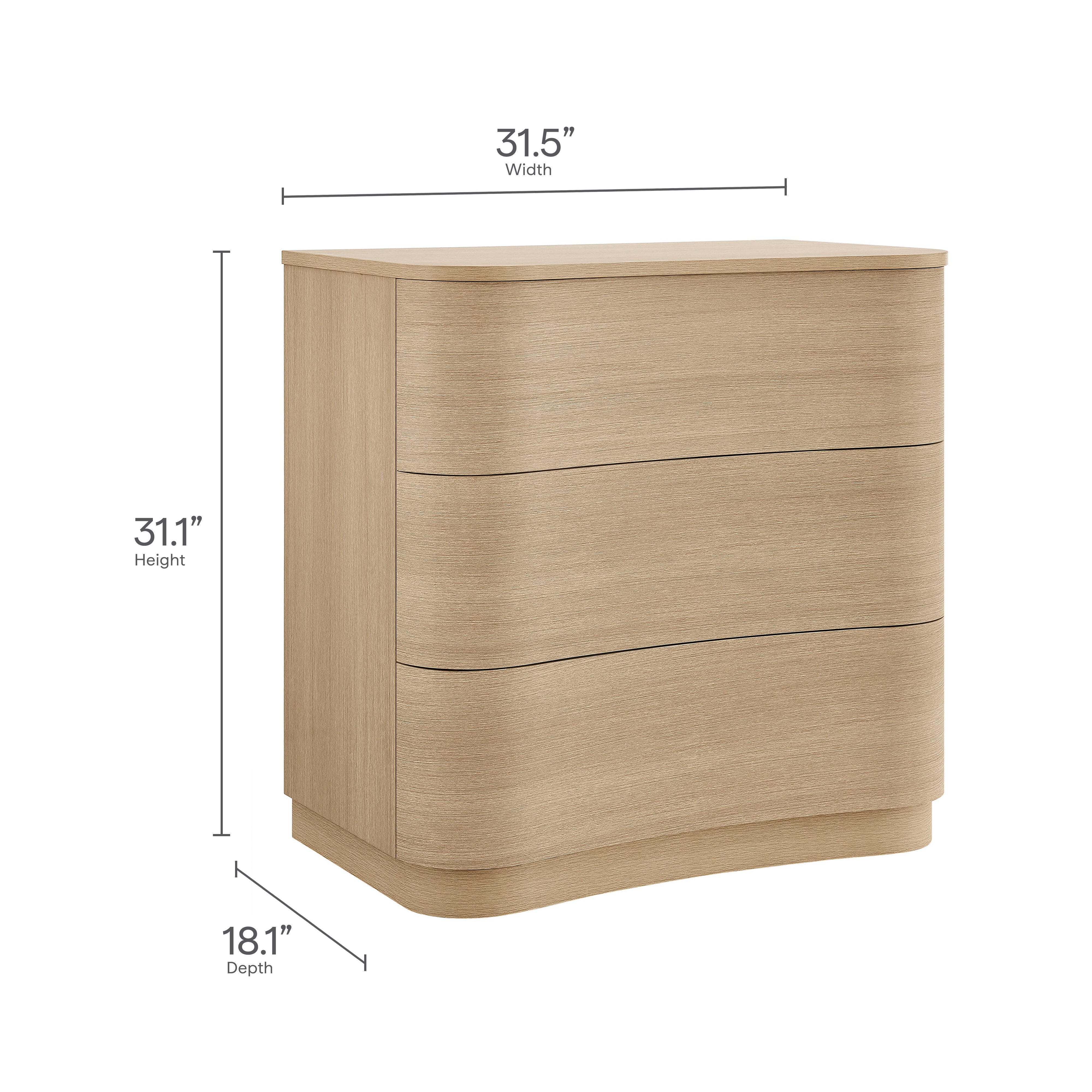 Modway Mirae 3 Drawer Dresser, Light Brown, large