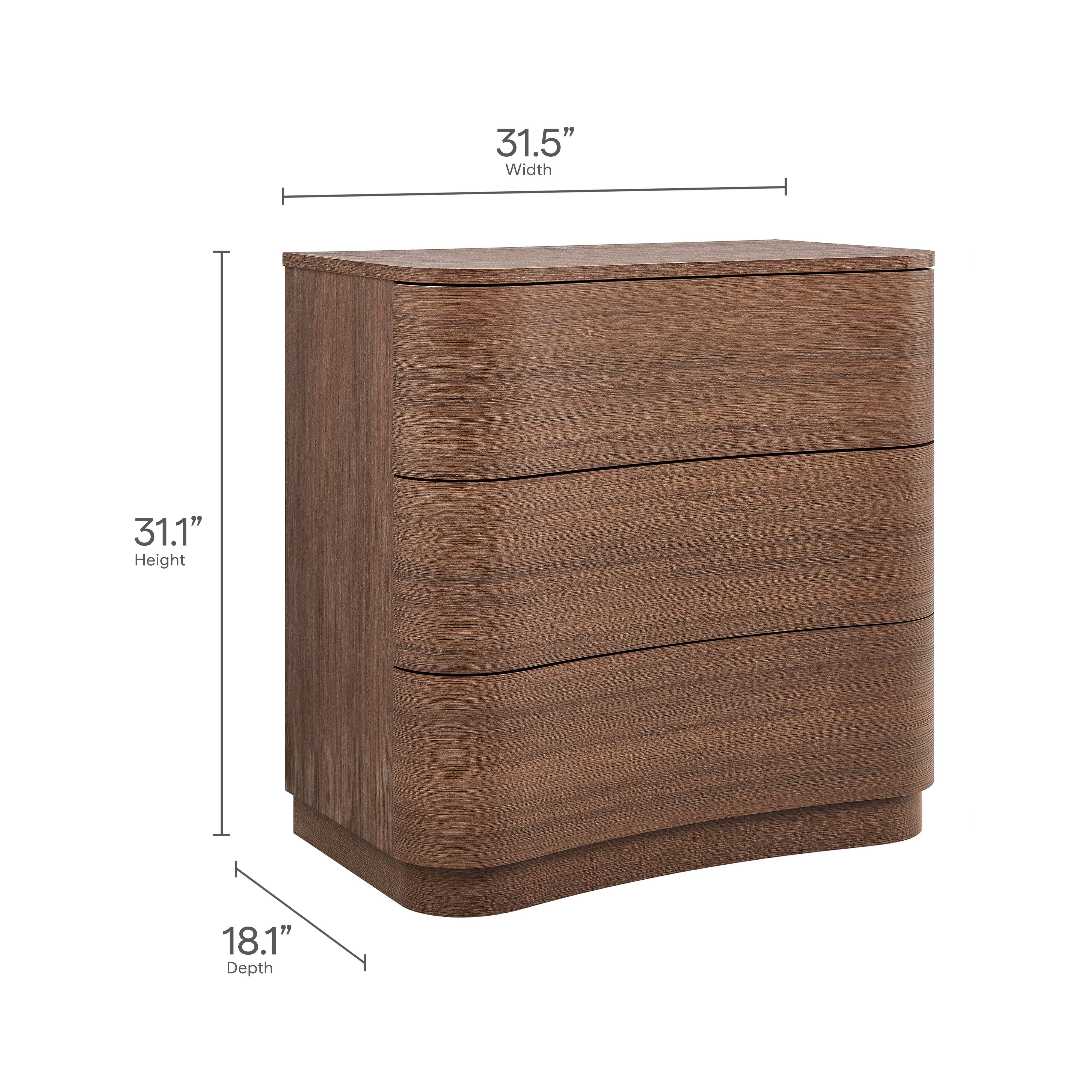 Modway Mirae 3 Drawer Dresser, Brushed Brown, large