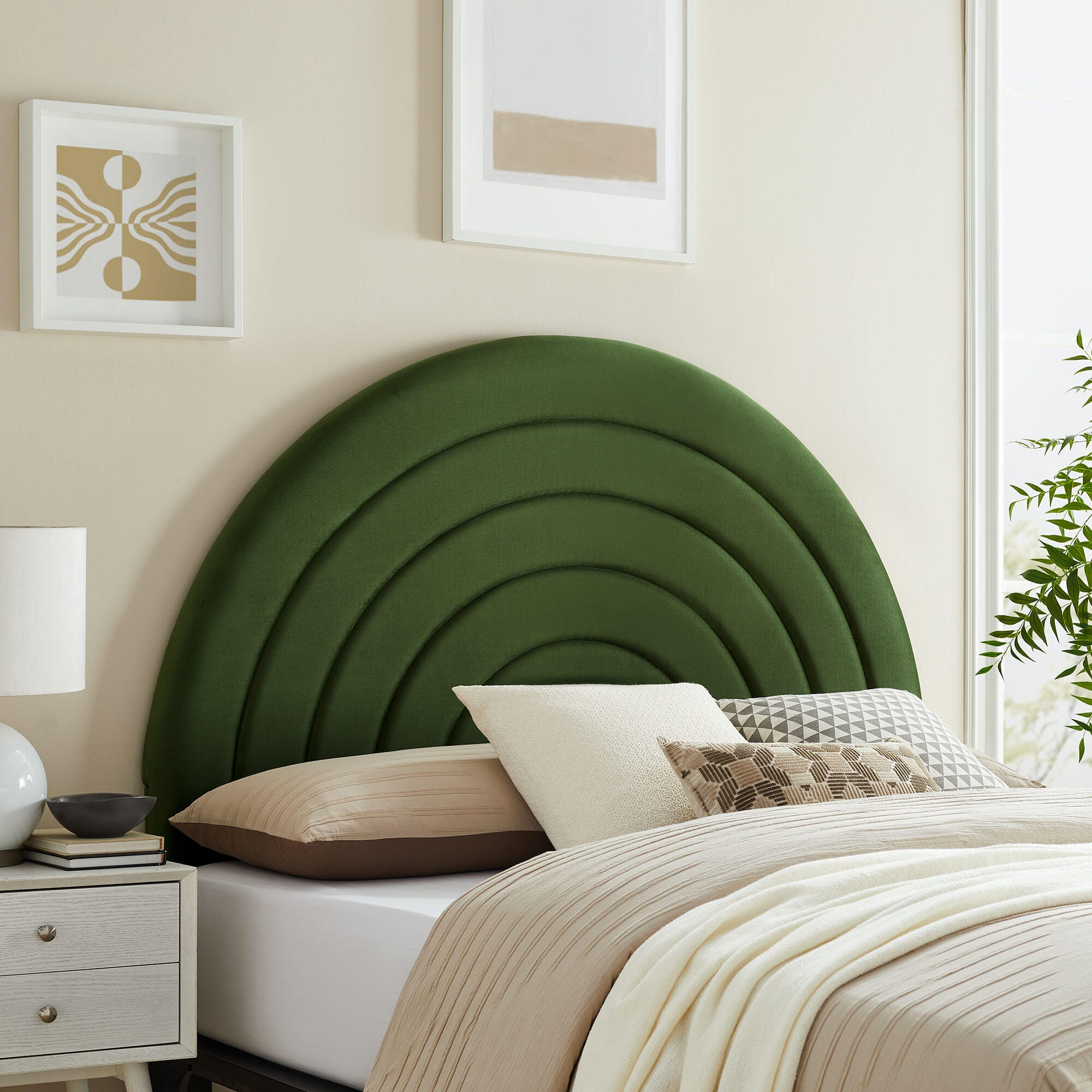 Modway Solana Arched Full Headboard, Moss Green, rollover