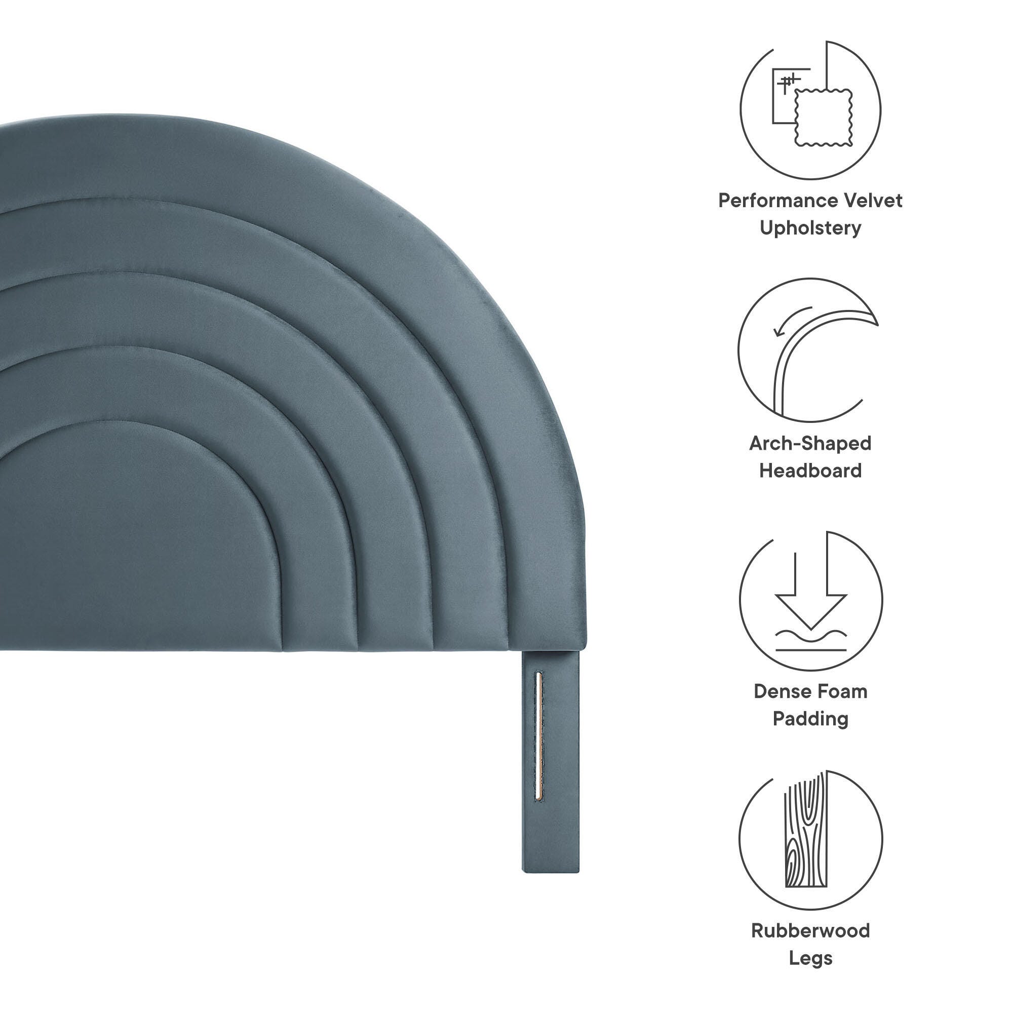 Modway Solana Arched Queen Headboard, Cadet Blue, large