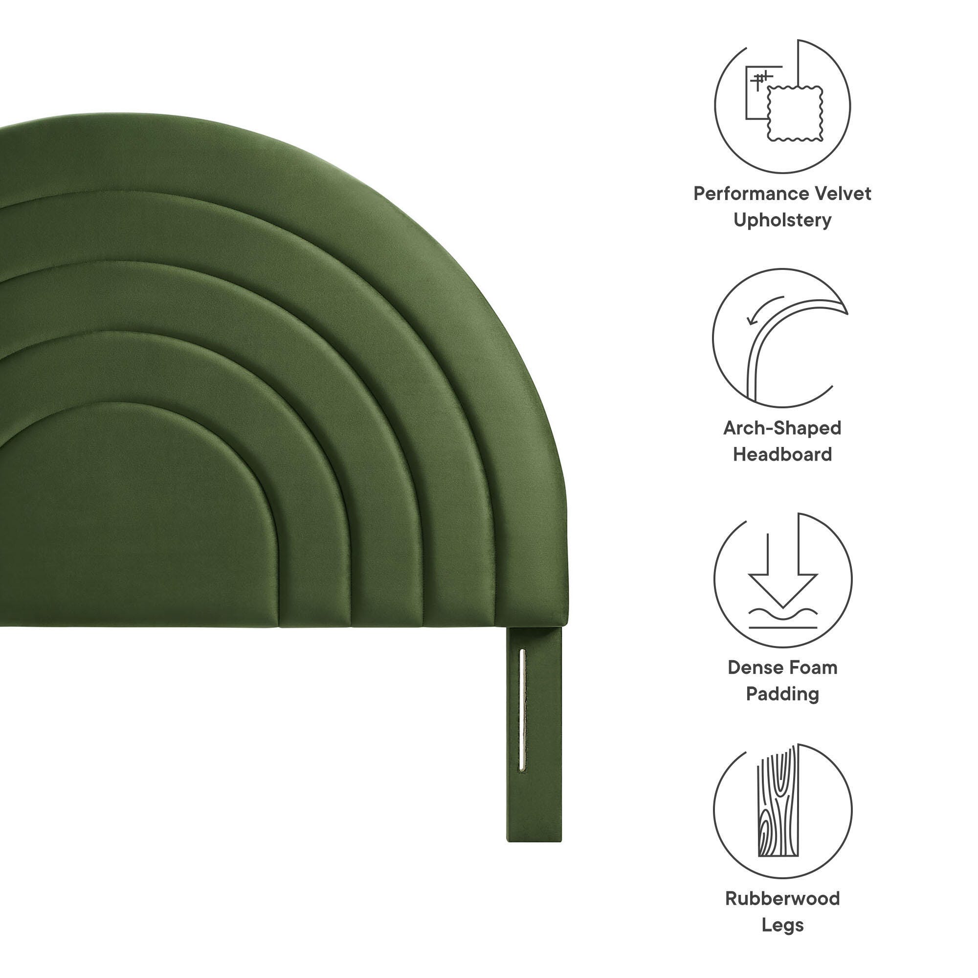 Modway Solana Arched Queen Headboard, Moss Green, large
