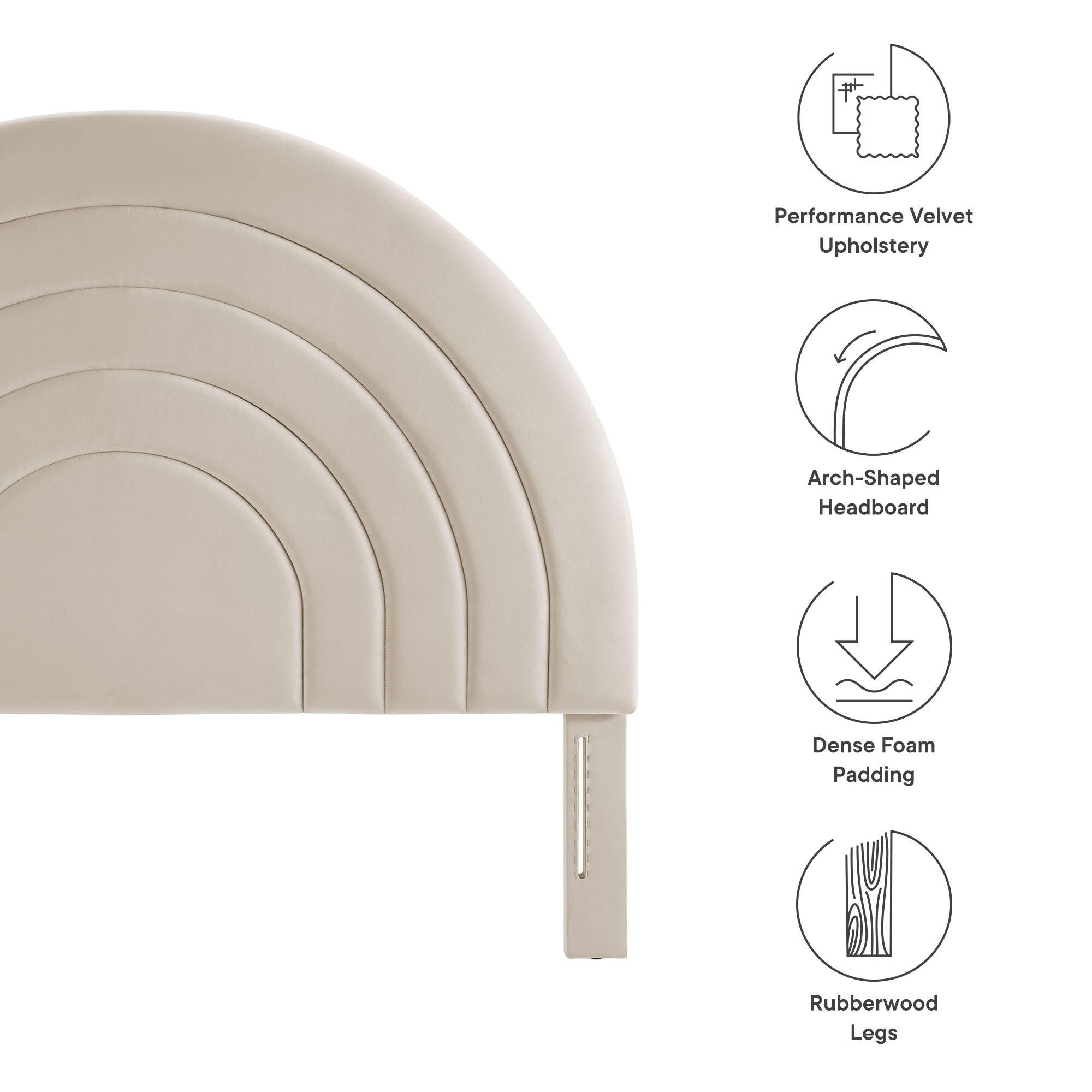 Modway Solana Arched Queen Headboard, Ivory, large