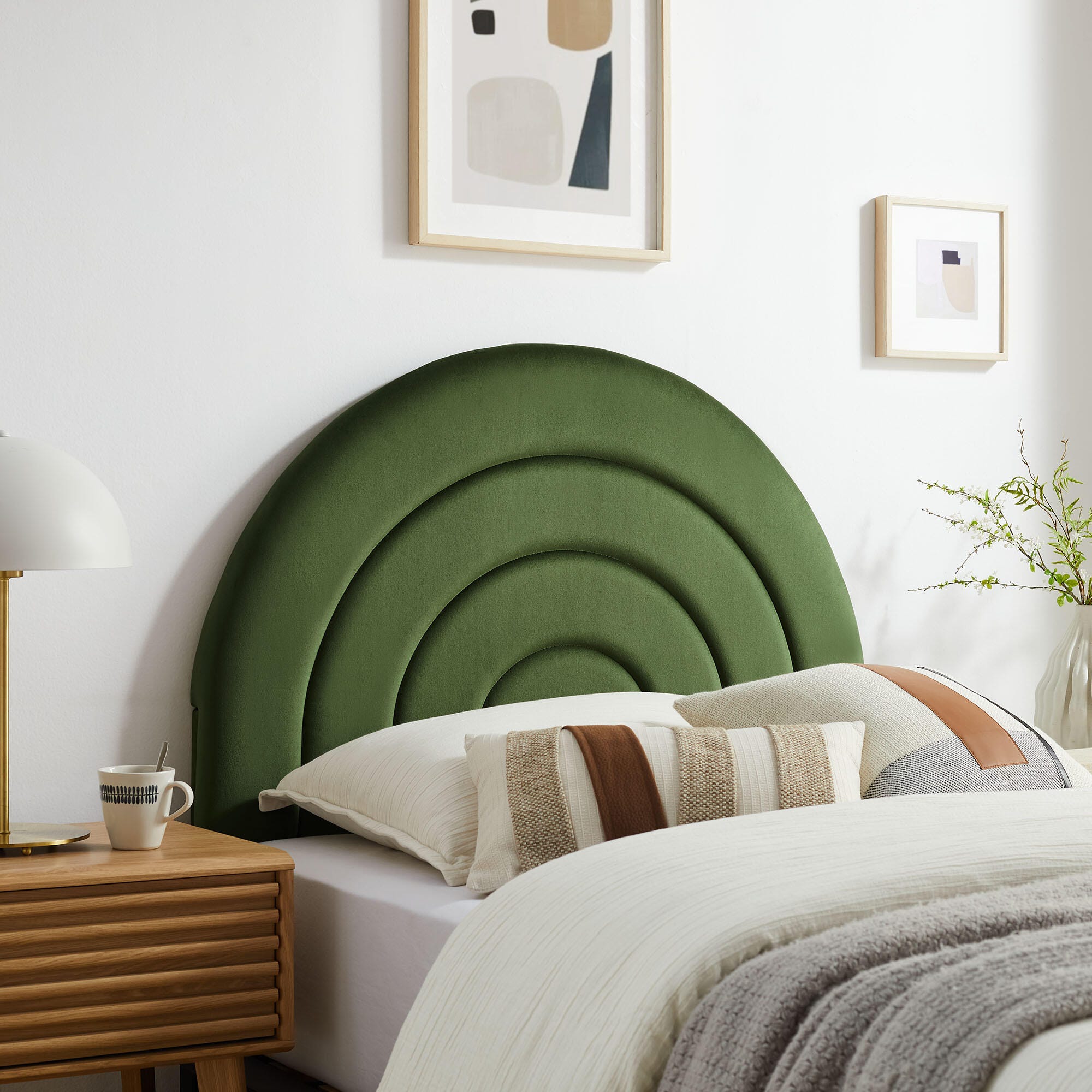 Modway Solana Arched Twin Headboard, Moss Green, large