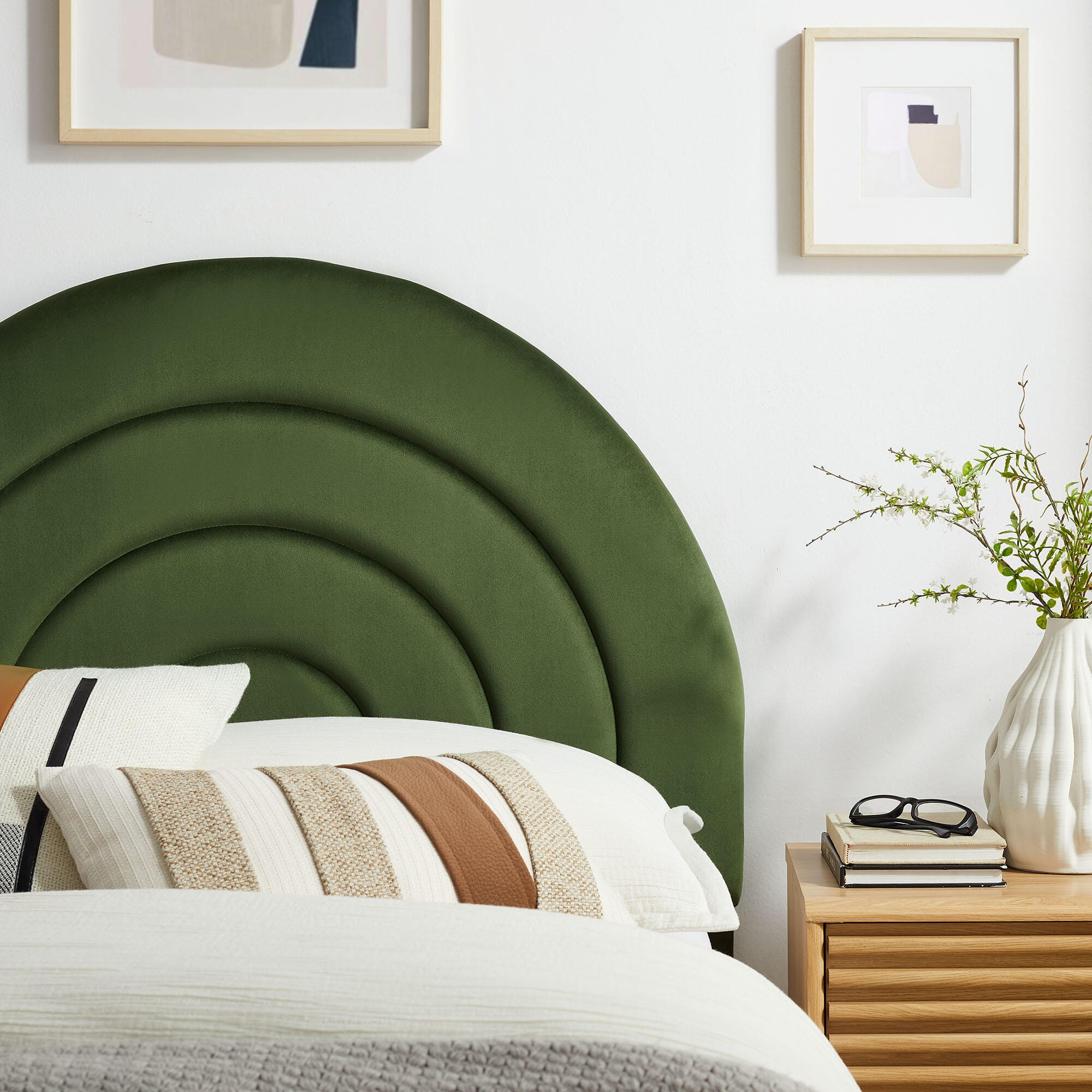 Modway Solana Arched Twin Headboard, Moss Green, large