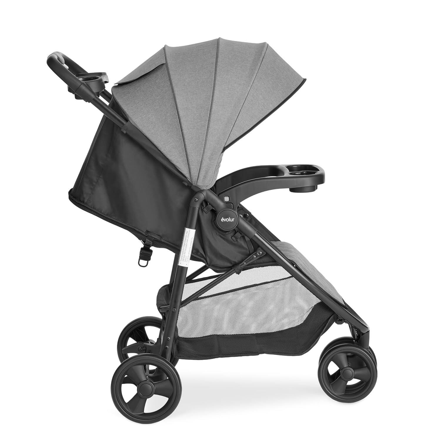 Evolur Breeze Stroller, Gray/Black, large