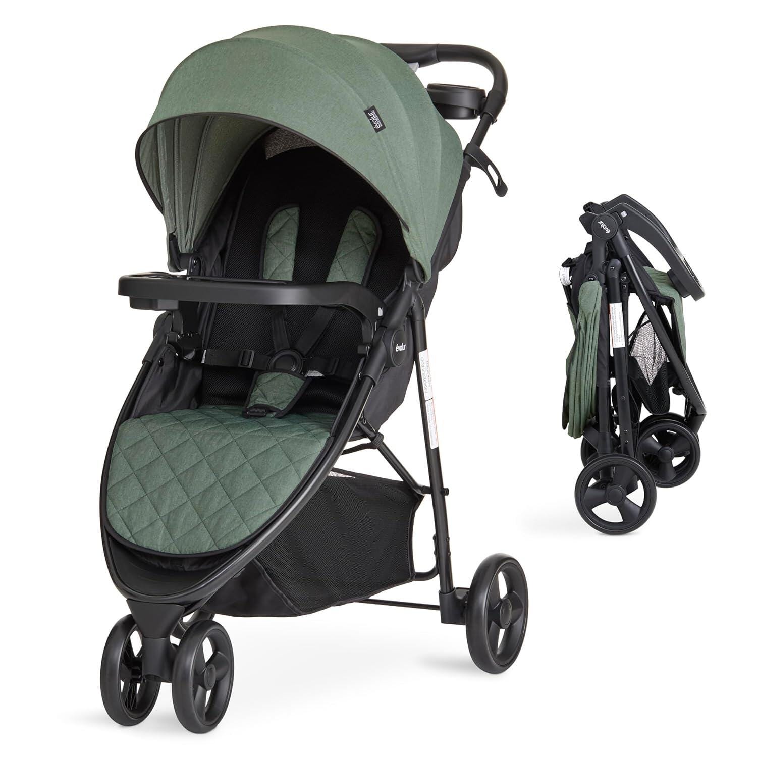 Evolur Breeze Stroller, Green/Black, large