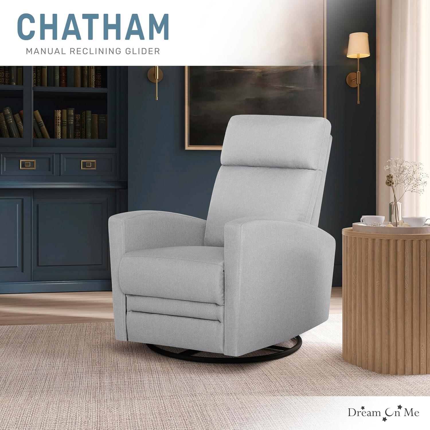 Evolur Chatham Manual Swivel Glider Recliner, Gray, rollover