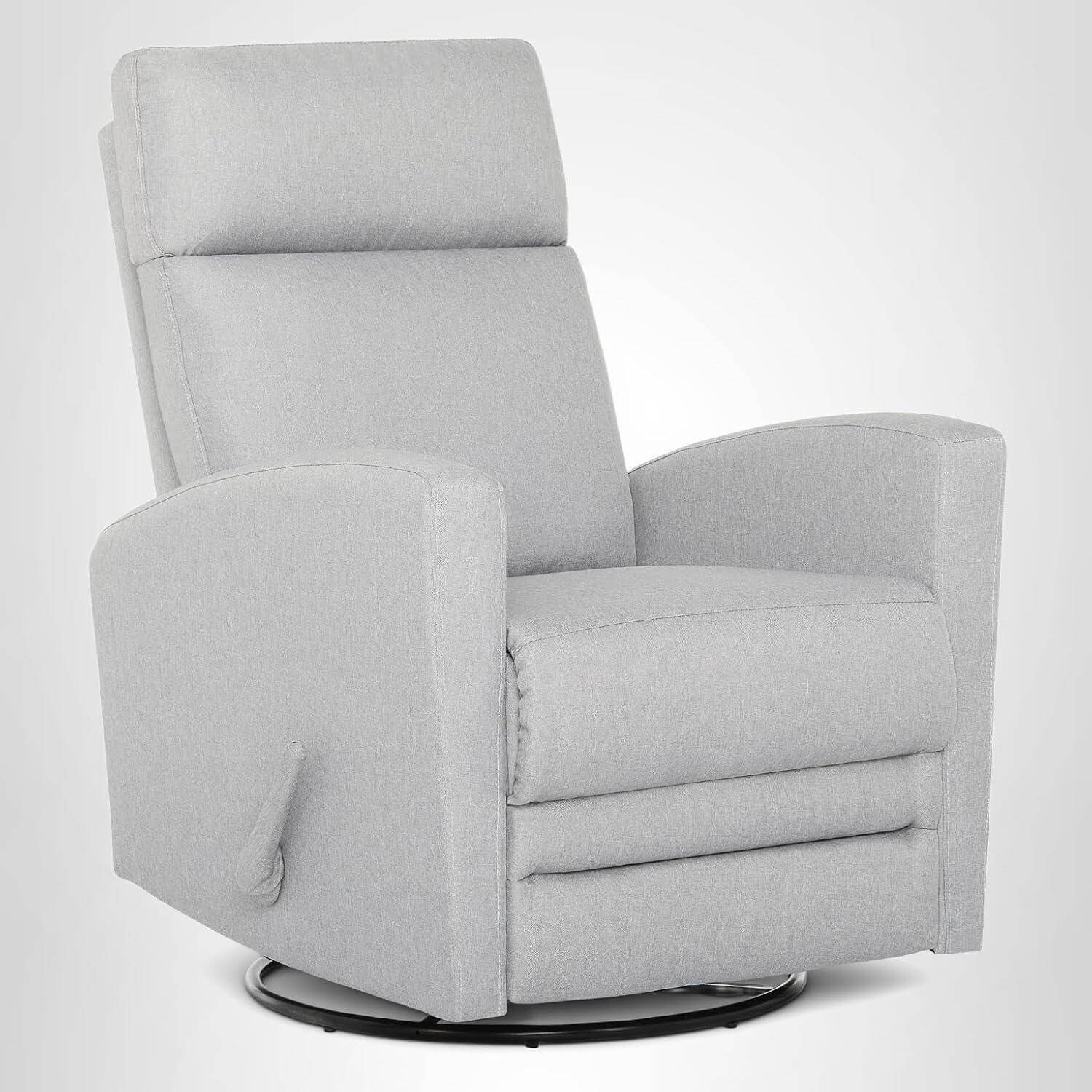 Evolur Chatham Manual Swivel Glider Recliner, Gray