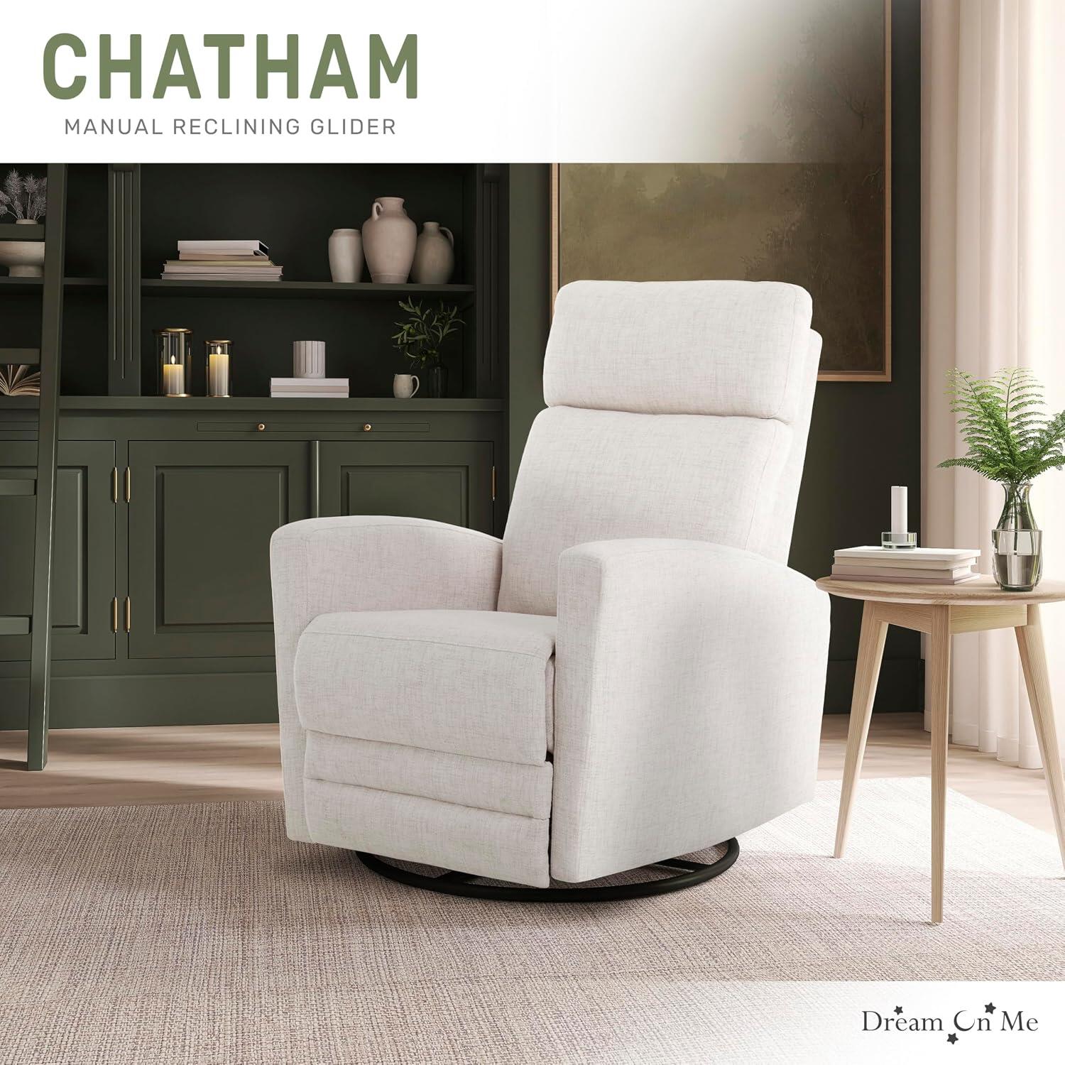 Evolur Chatham Manual Swivel Glider Recliner, Ecru, rollover