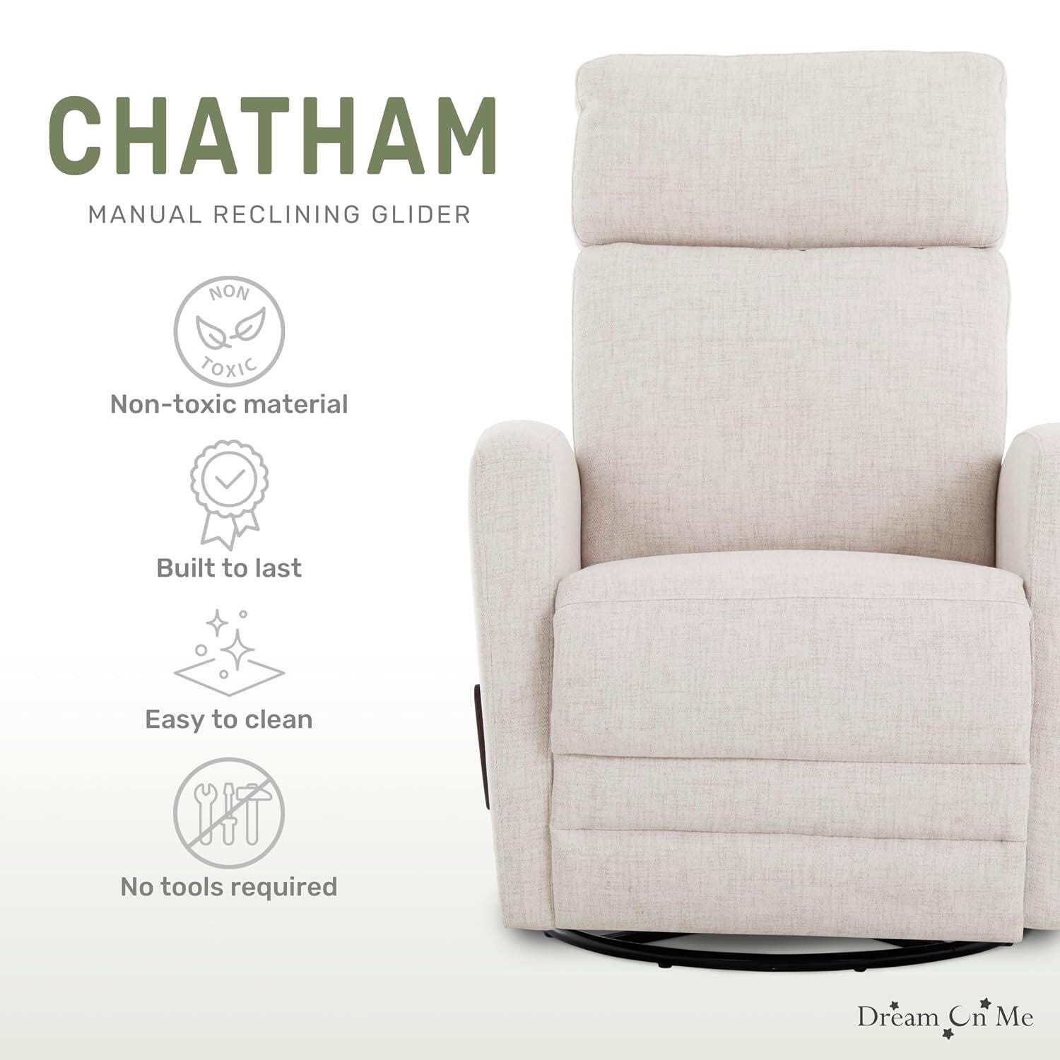 Evolur Chatham Manual Swivel Glider Recliner, Ecru, large