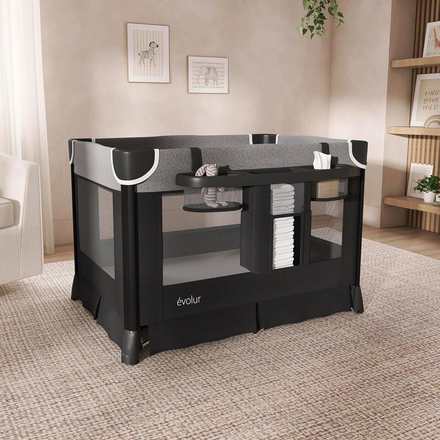Evolur Cozy Cove Playard, Black, large