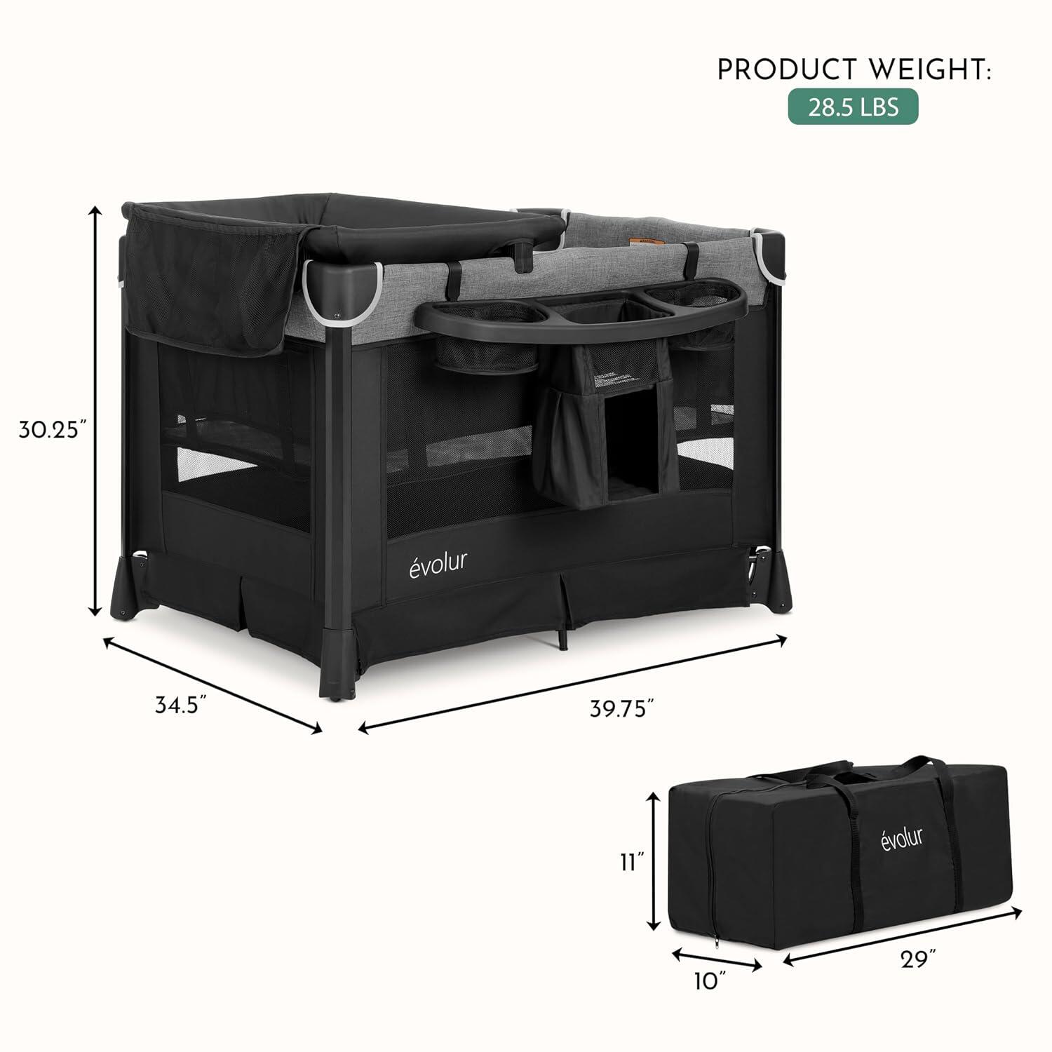 Evolur Cozy Cove Playard, Black, large