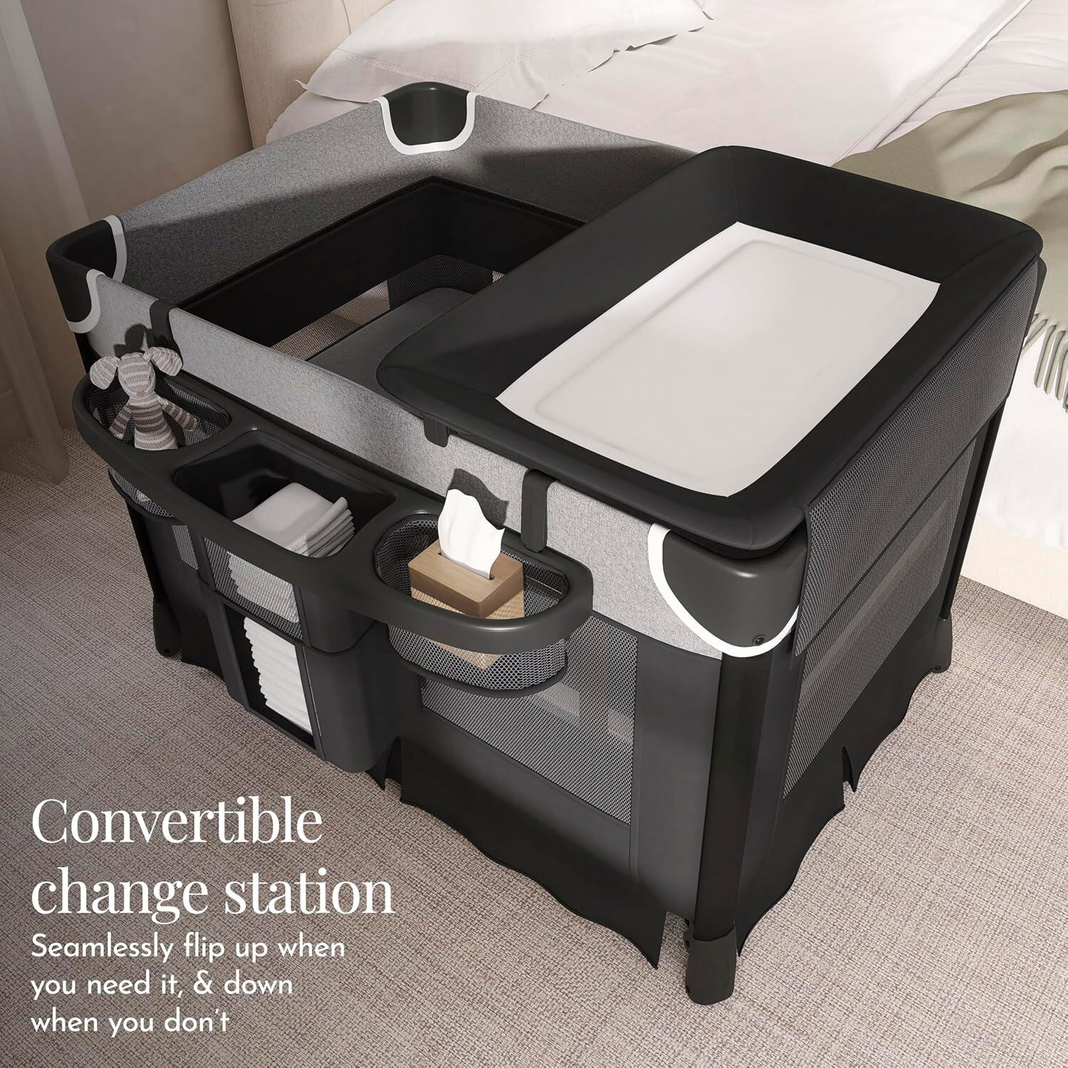 Evolur Cozy Cove Playard, Black, large
