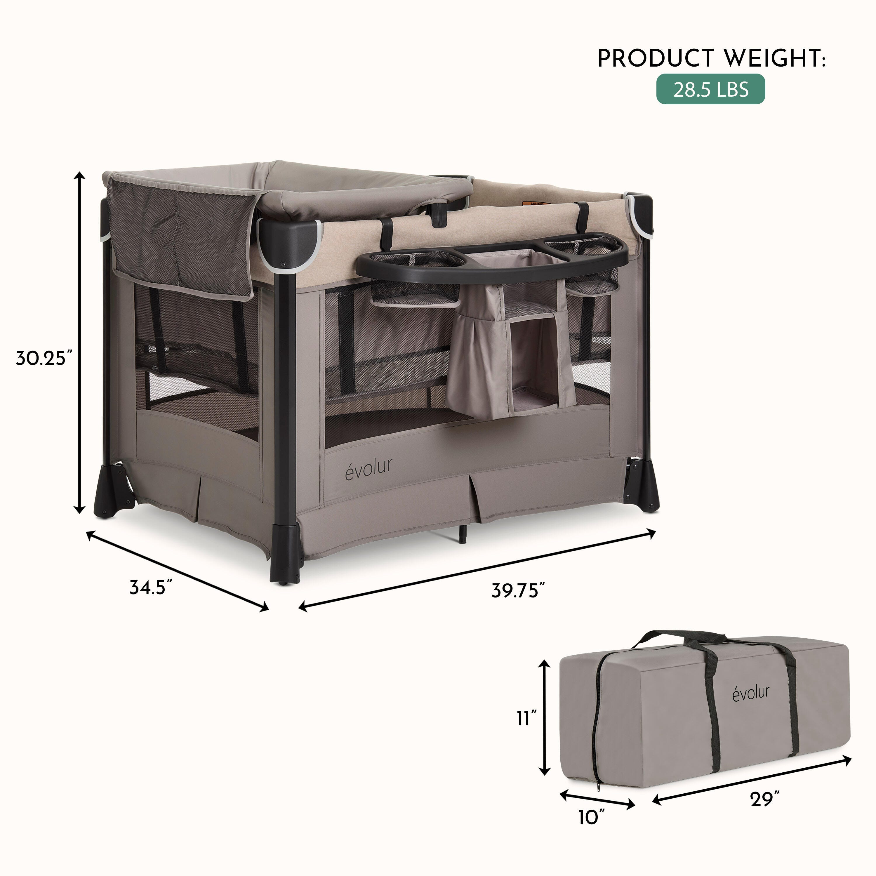 Evolur Cozy Cove Playard, Beige, large