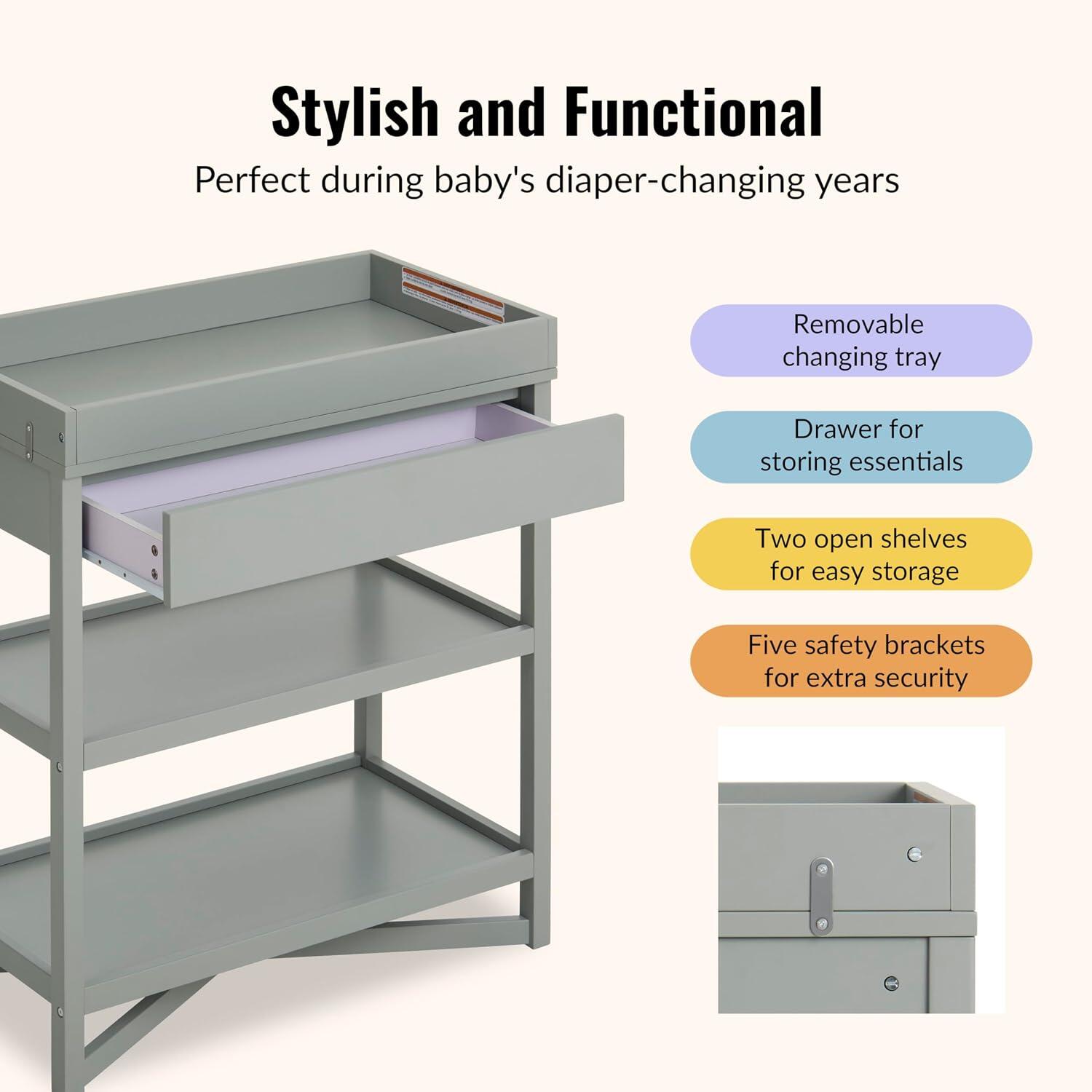 Evolur Dream On Me Owen Changing Table, Sea Grass, large