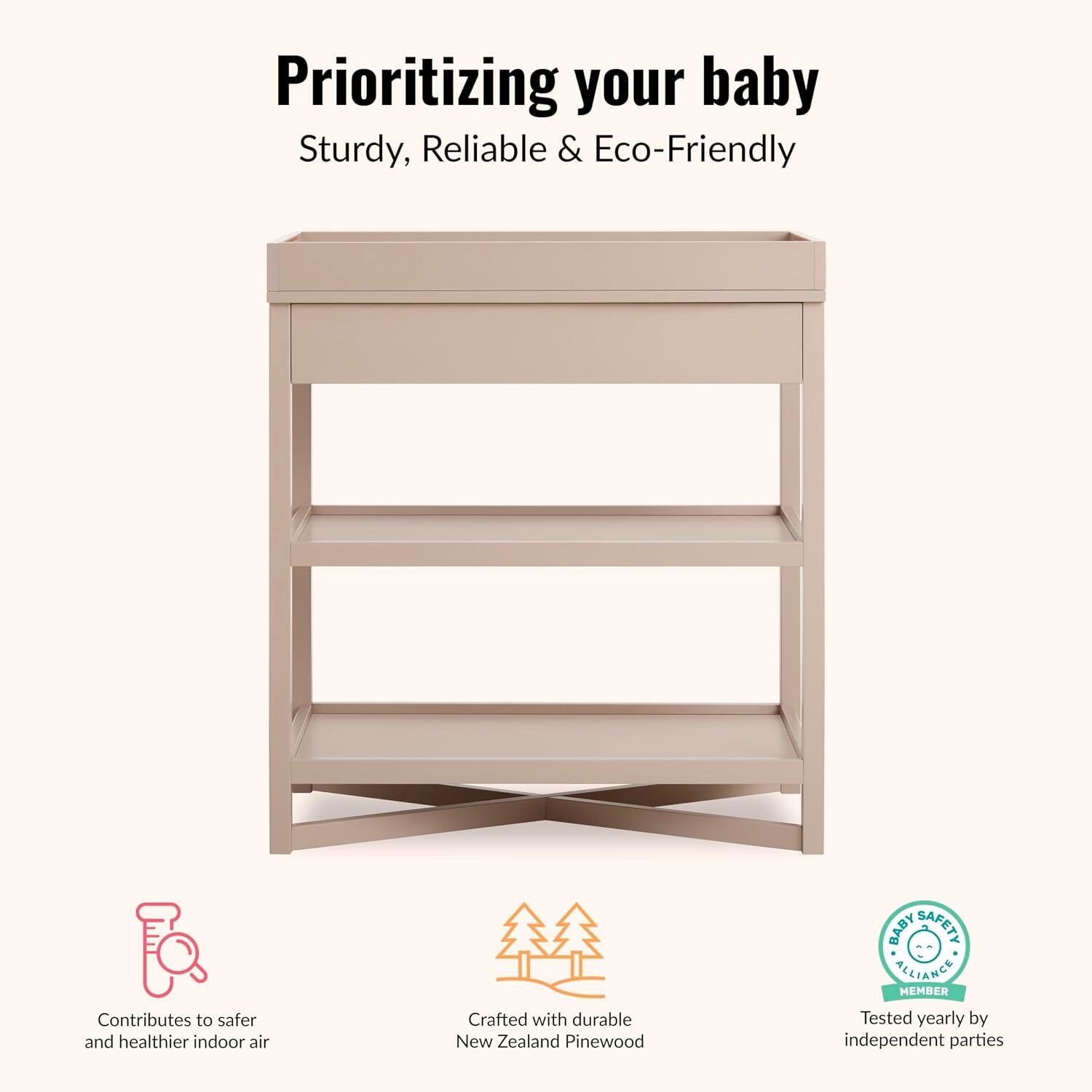 Evolur Dream On Me Owen Changing Table, Almond Butter, large