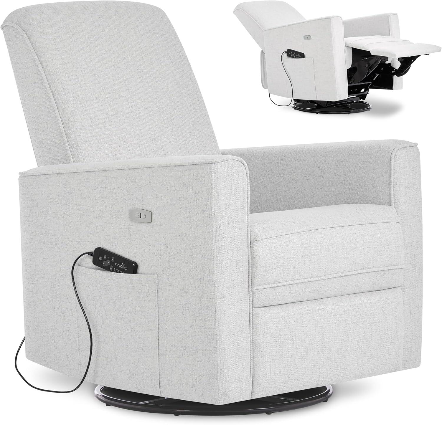 Evolur Harlow Power Glider Recliner, Fog Gray