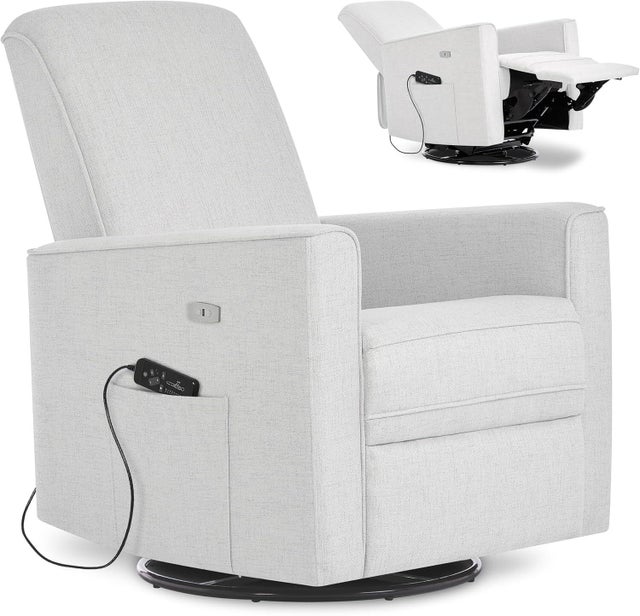 Evolur Harlow Power Glider Recliner, Fog Gray