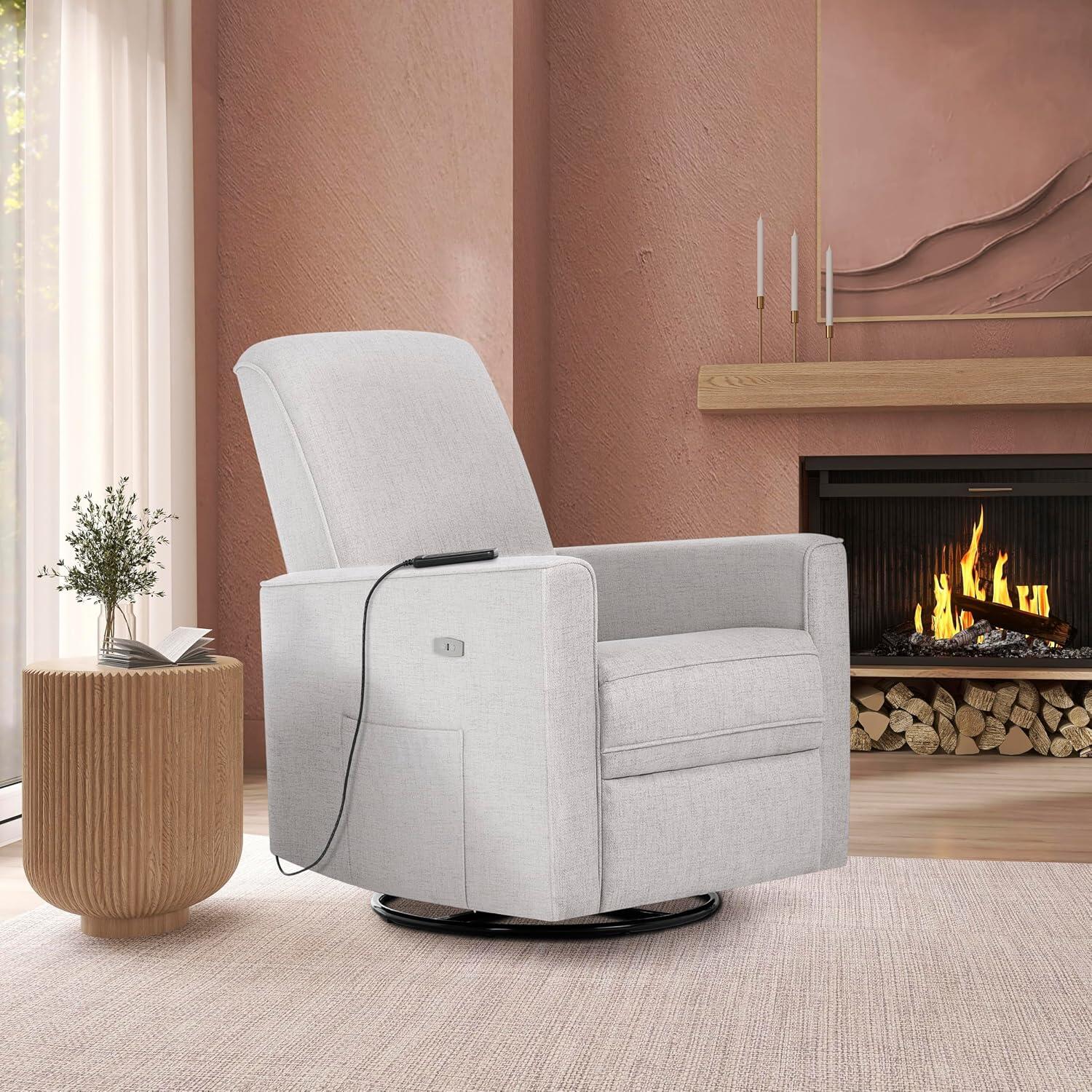 Evolur Harlow Power Glider Recliner, Luxe Gray, large