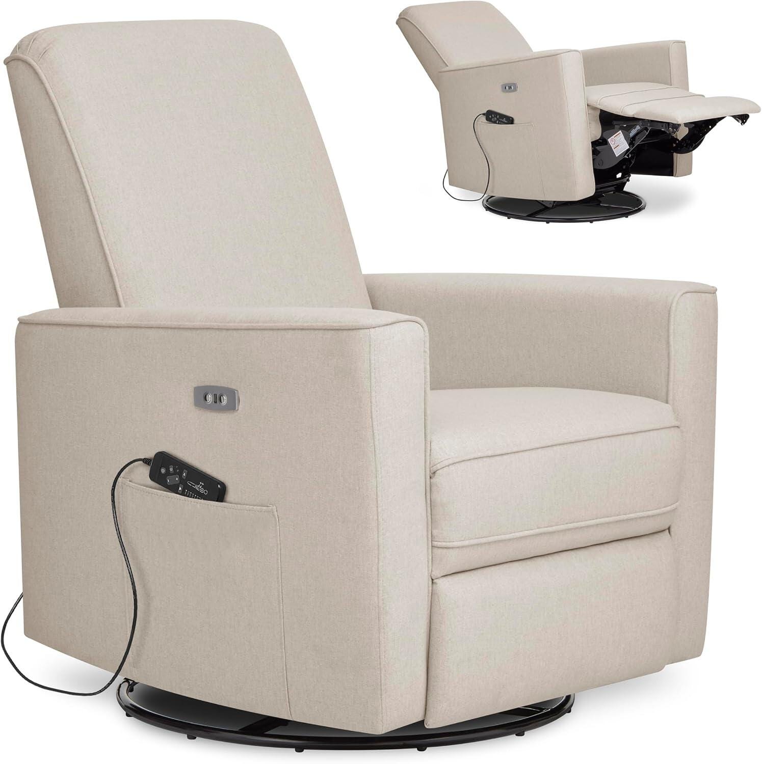 Evolur Harlow Power Glider Recliner, Light Sand, large