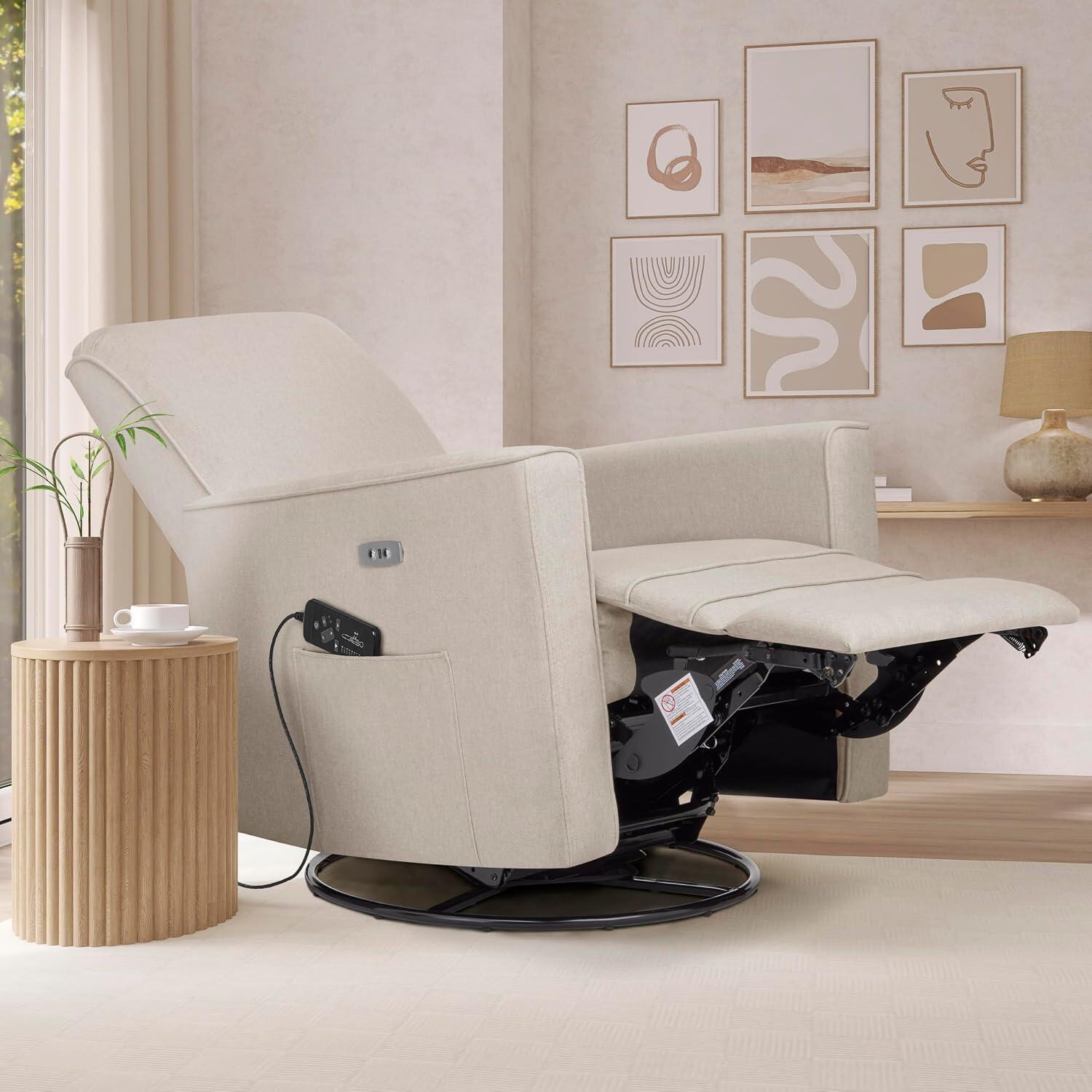 Evolur Harlow Power Glider Recliner, Light Sand, large