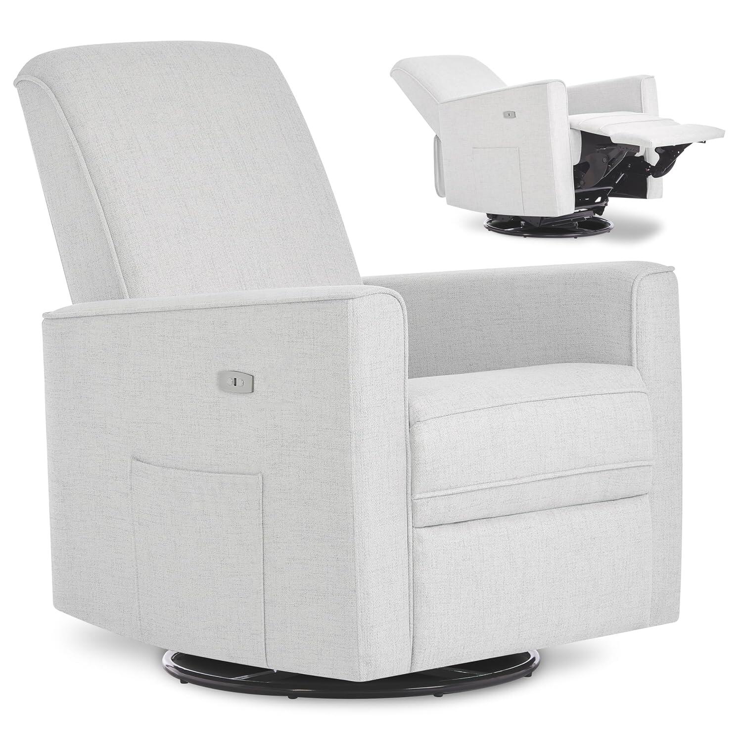 Evolur Harlow Power Swivel Glider Recliner, Fog Gray, large