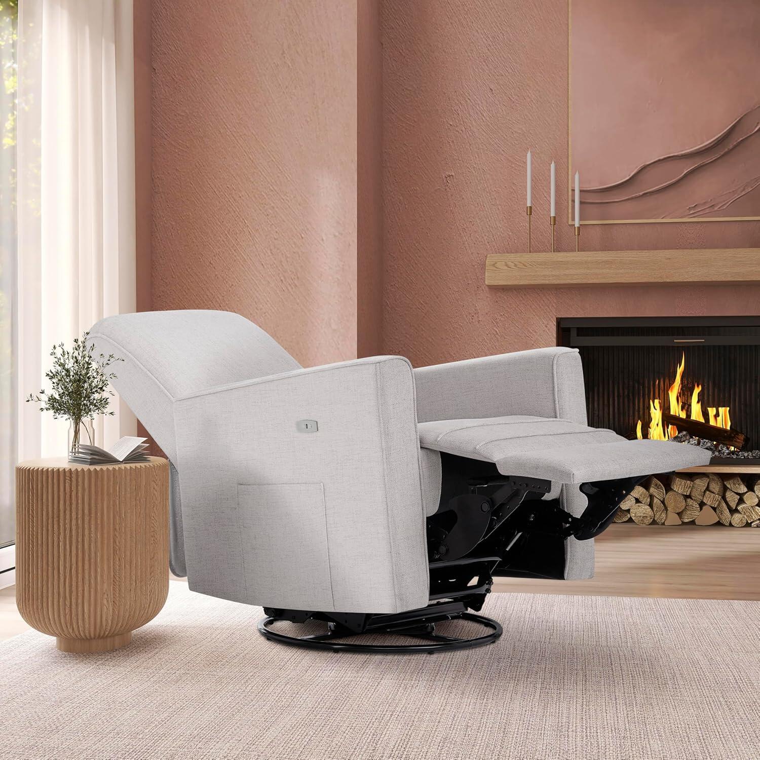 Evolur Harlow Power Swivel Glider Recliner, Fog Gray, large