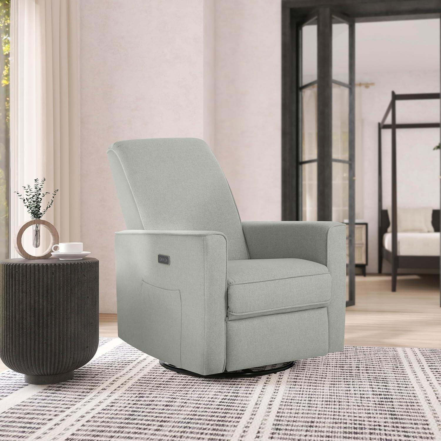 Evolur Harlow Power Swivel Glider Recliner, Luxe Gray, large