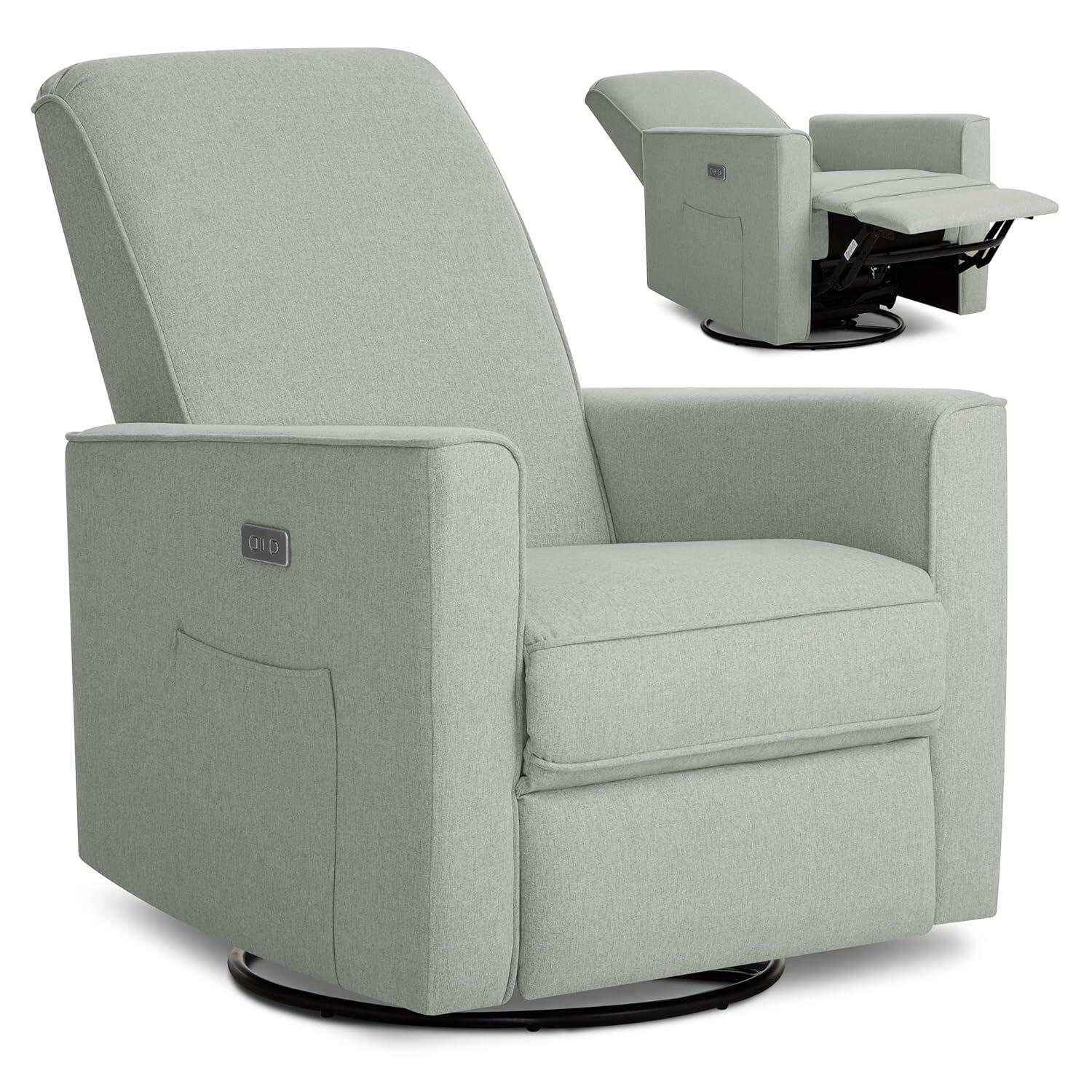 Evolur Harlow Power Swivel Glider Recliner, Luxe Gray, large