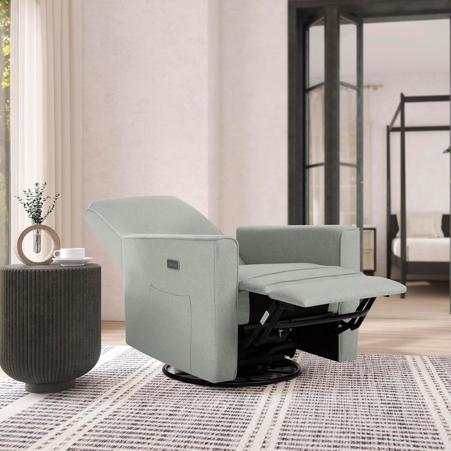 Evolur Harlow Power Swivel Glider Recliner, Luxe Gray, large