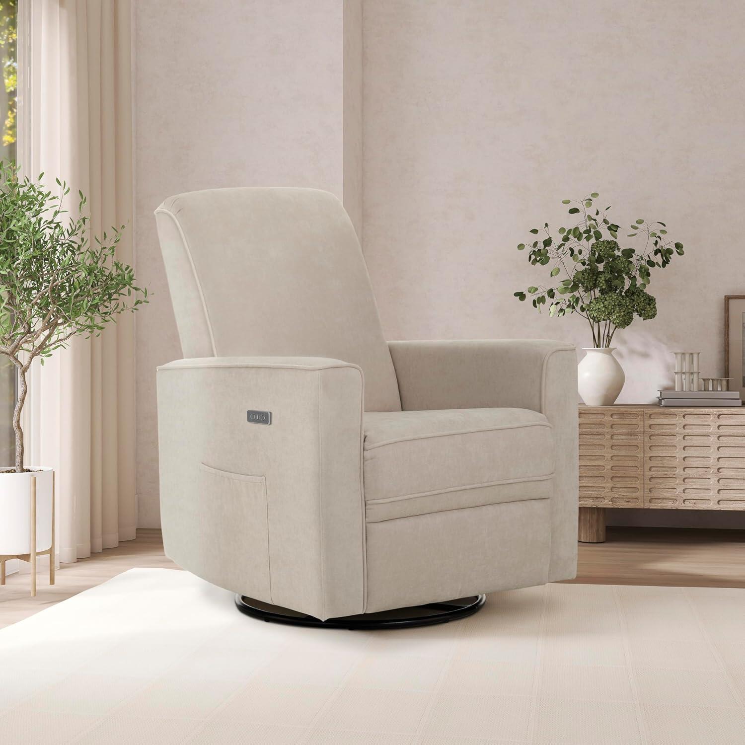 Evolur Harlow Power Swivel Glider Recliner, Beige, large