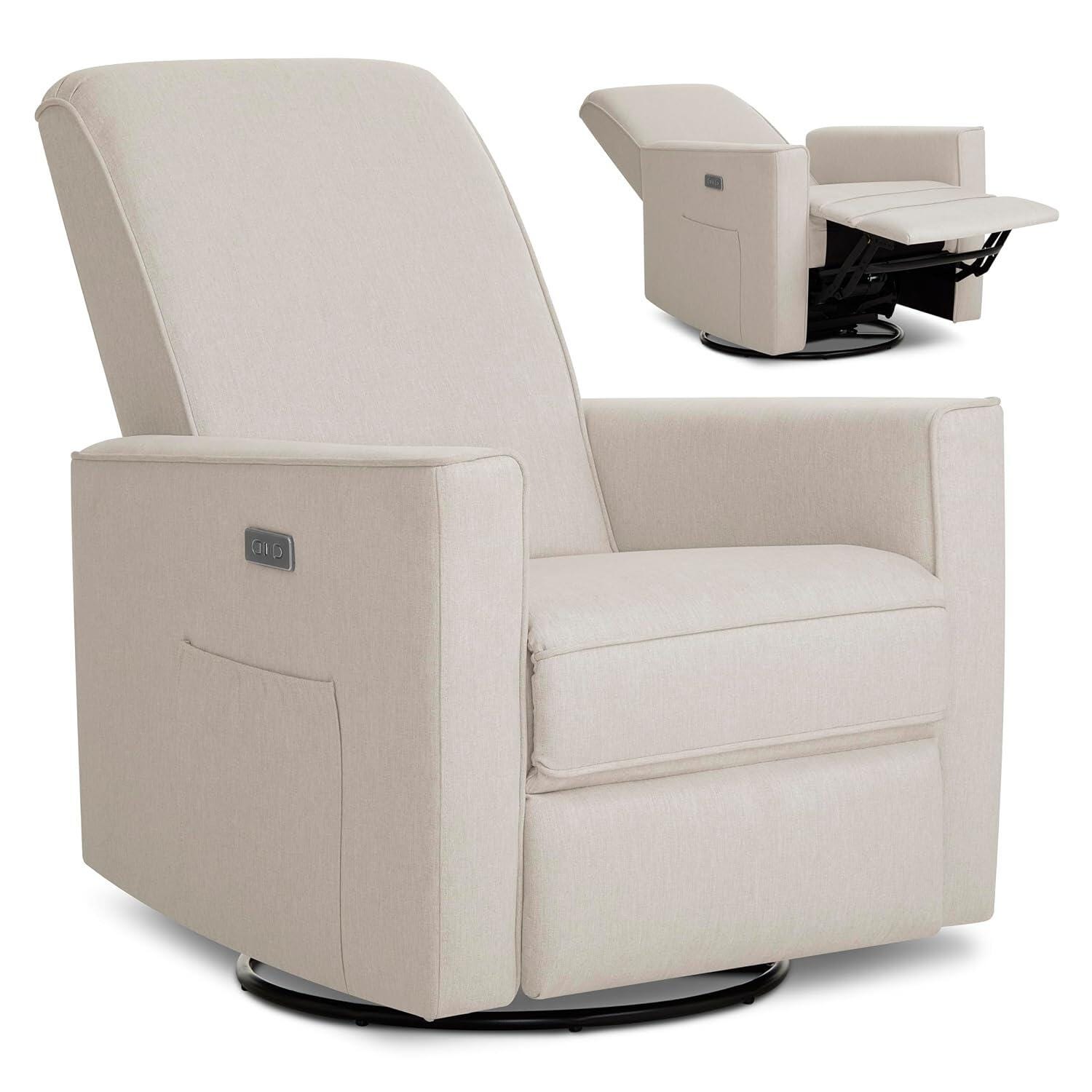Evolur Harlow Power Swivel Glider Recliner, Beige, large