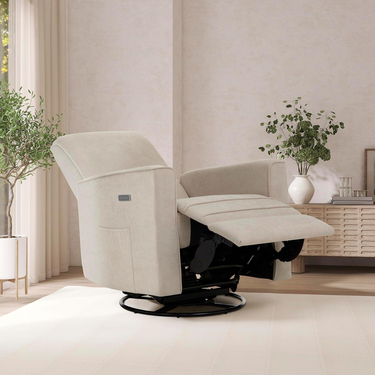 Evolur Harlow Power Swivel Glider Recliner, Beige, large