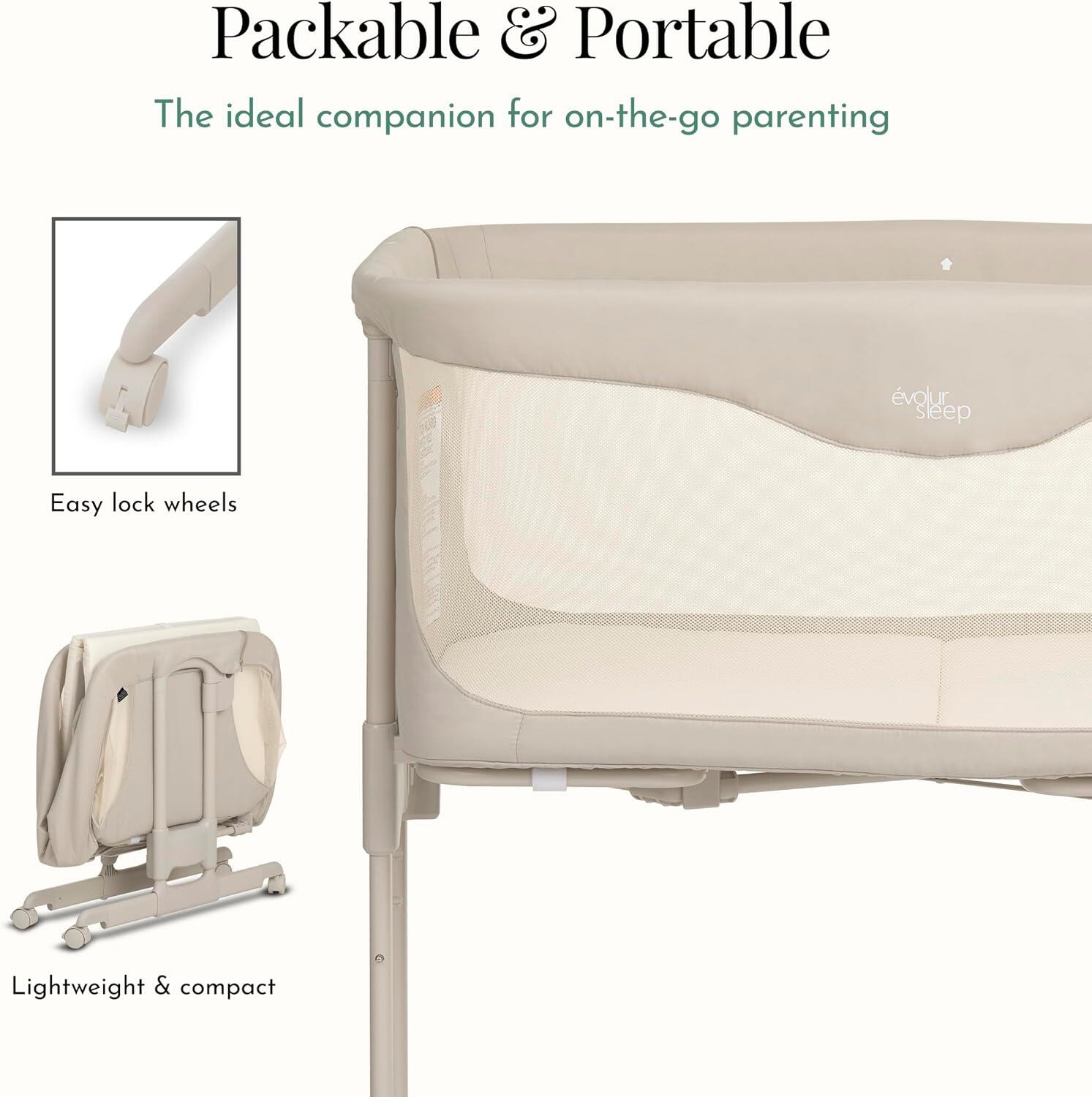 Evolur Kinsley Portable Bassinet, Beige, large