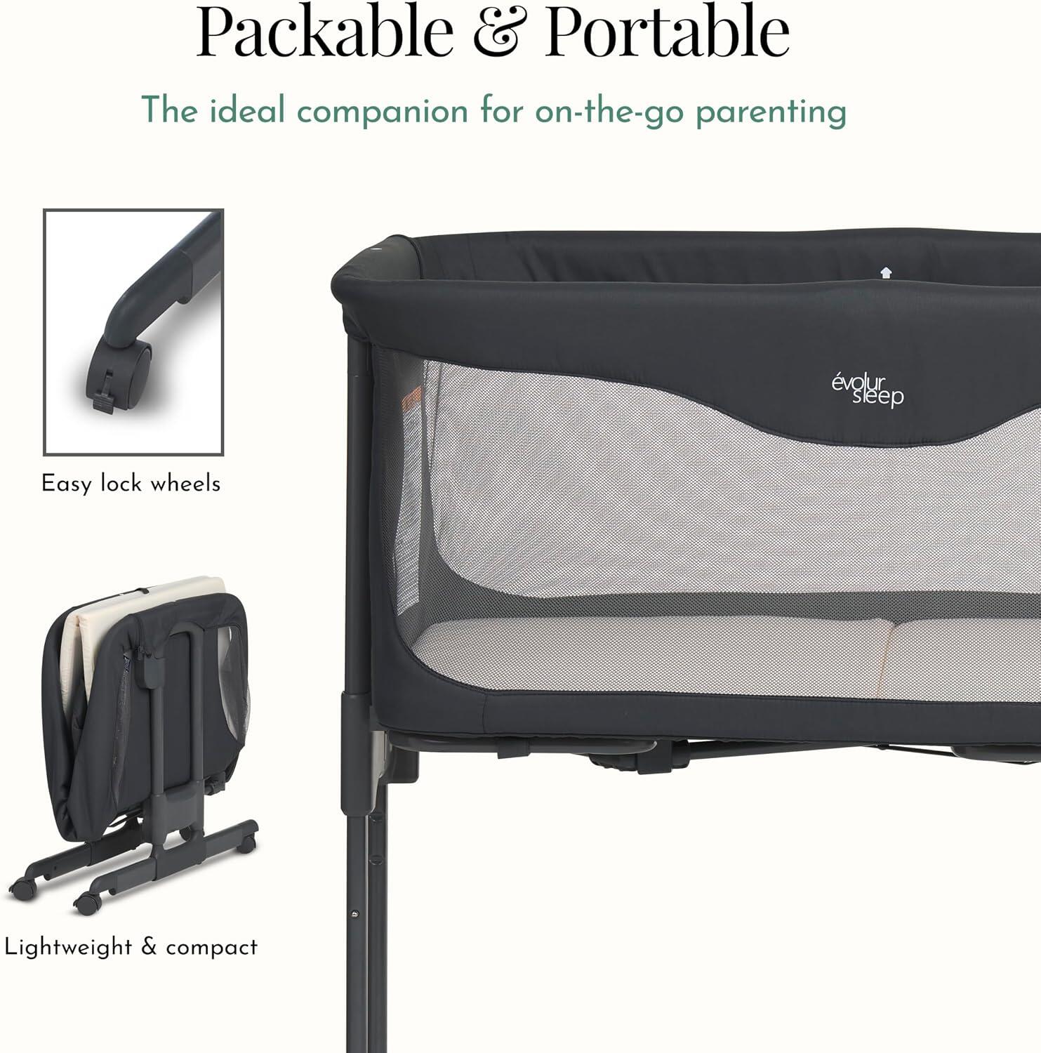 Evolur Kinsley Portable Bassinet, Dark Gray, large