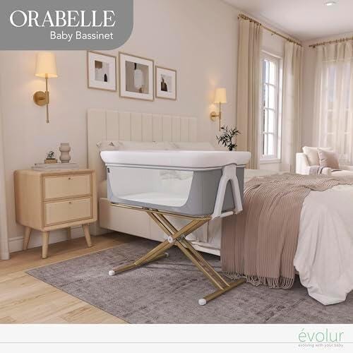 Evolur Orabelle Bassinet, Gray/Beige, rollover