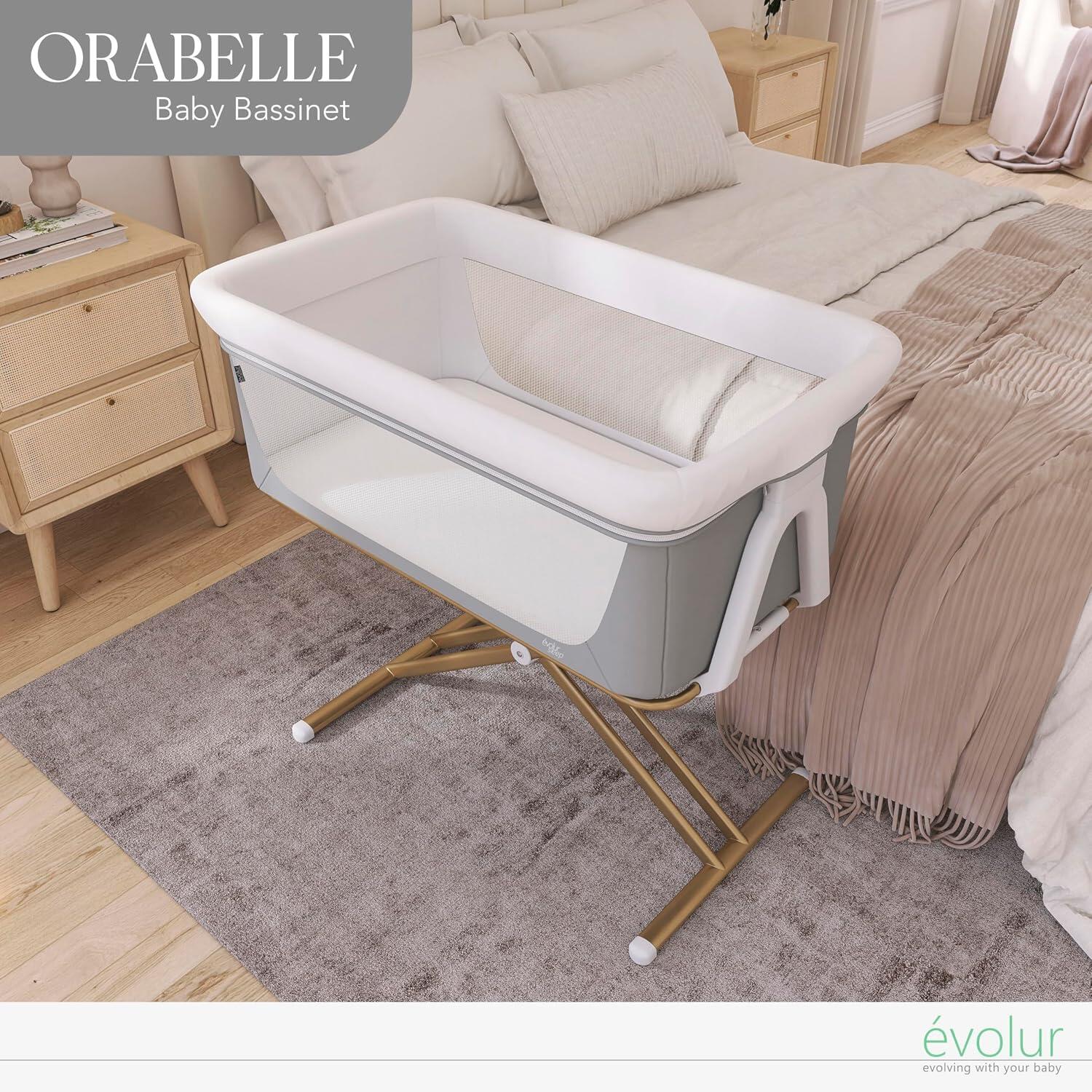 Evolur Orabelle Bassinet, Gray/Beige, large