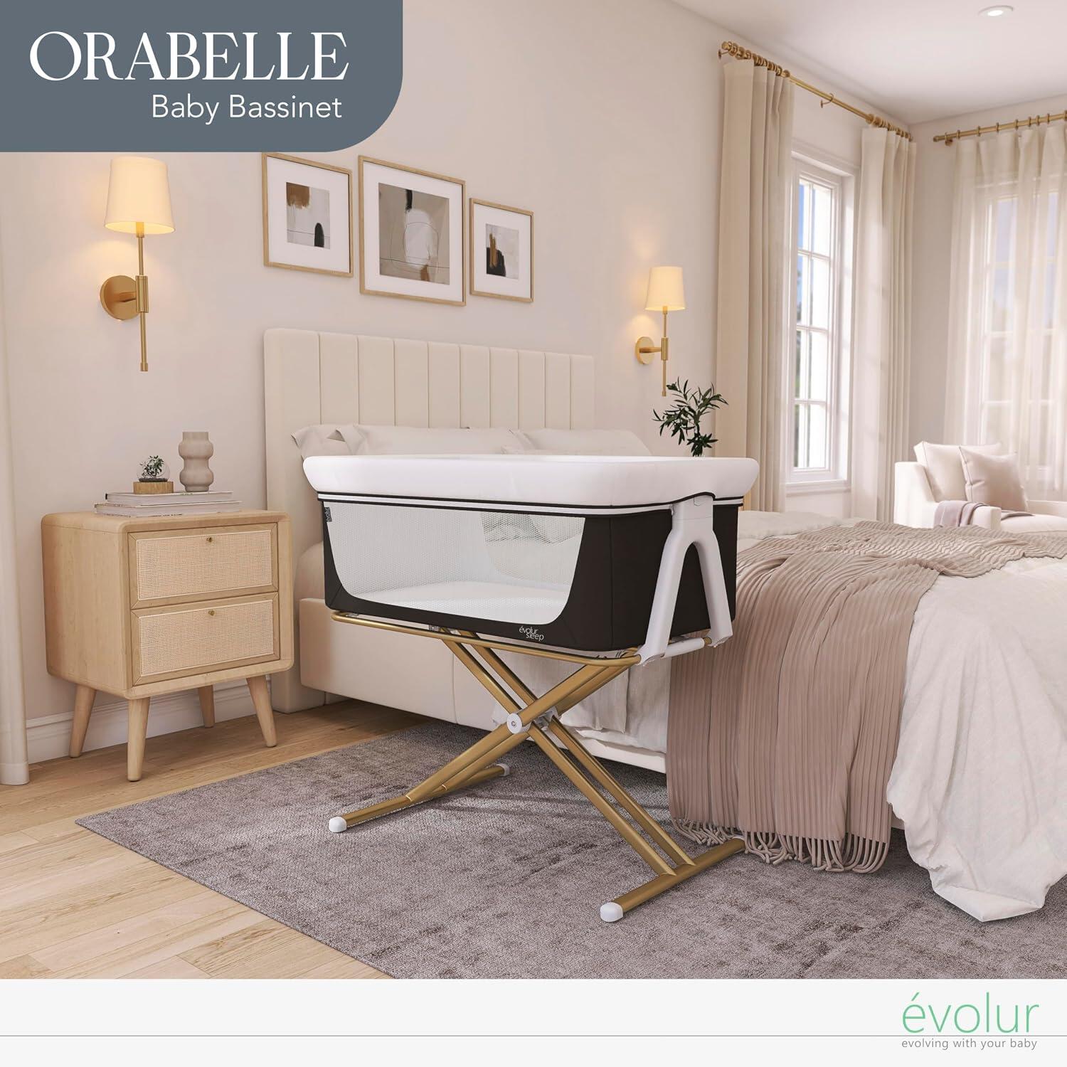 Evolur Orabelle Bassinet, Black/Beige, rollover