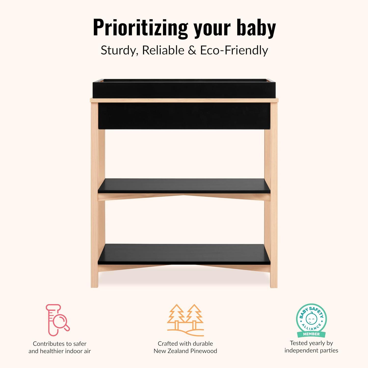 Evolur Owen Changing Table, Matte Black/Beige, large