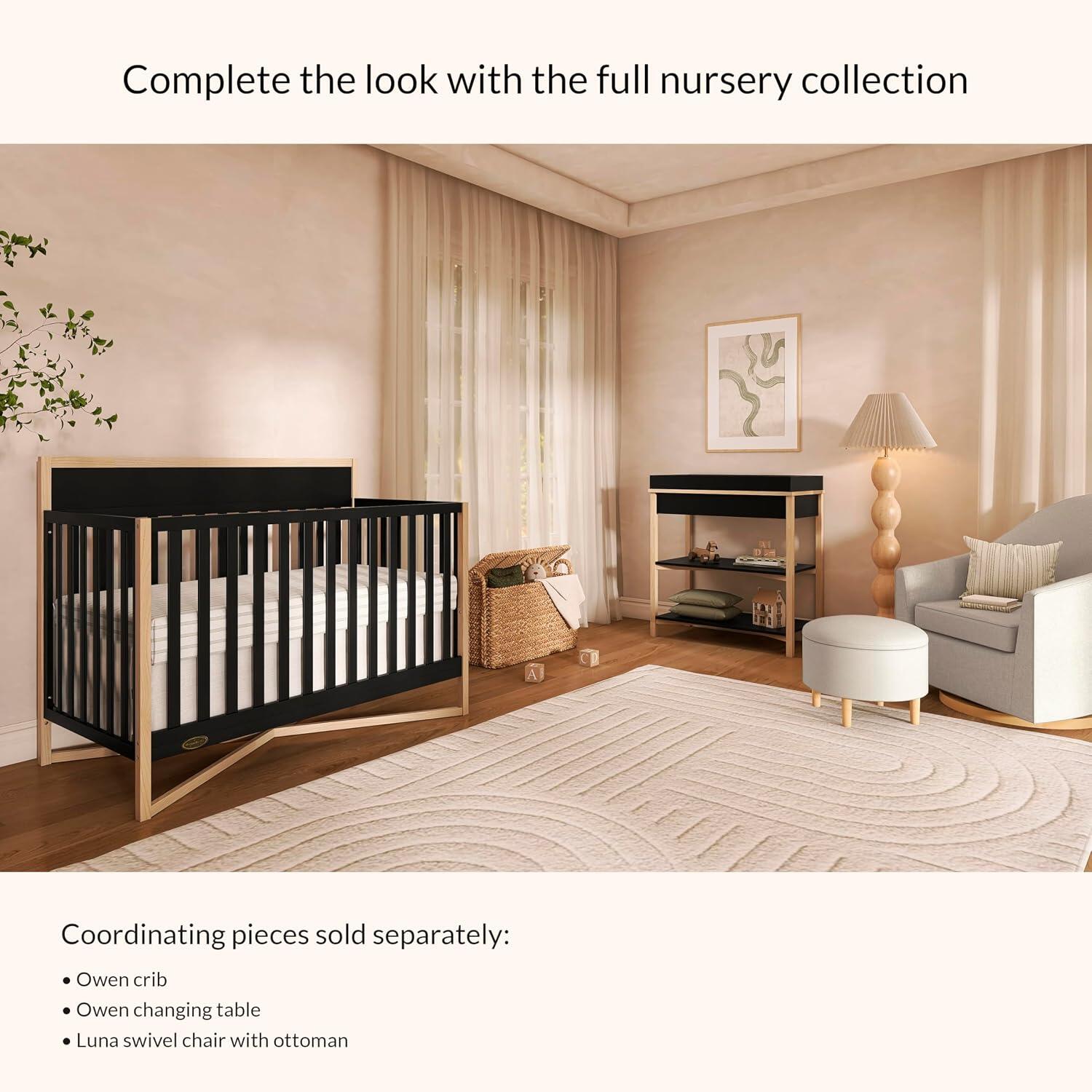 Evolur Owen Changing Table, Matte Black/Beige, large