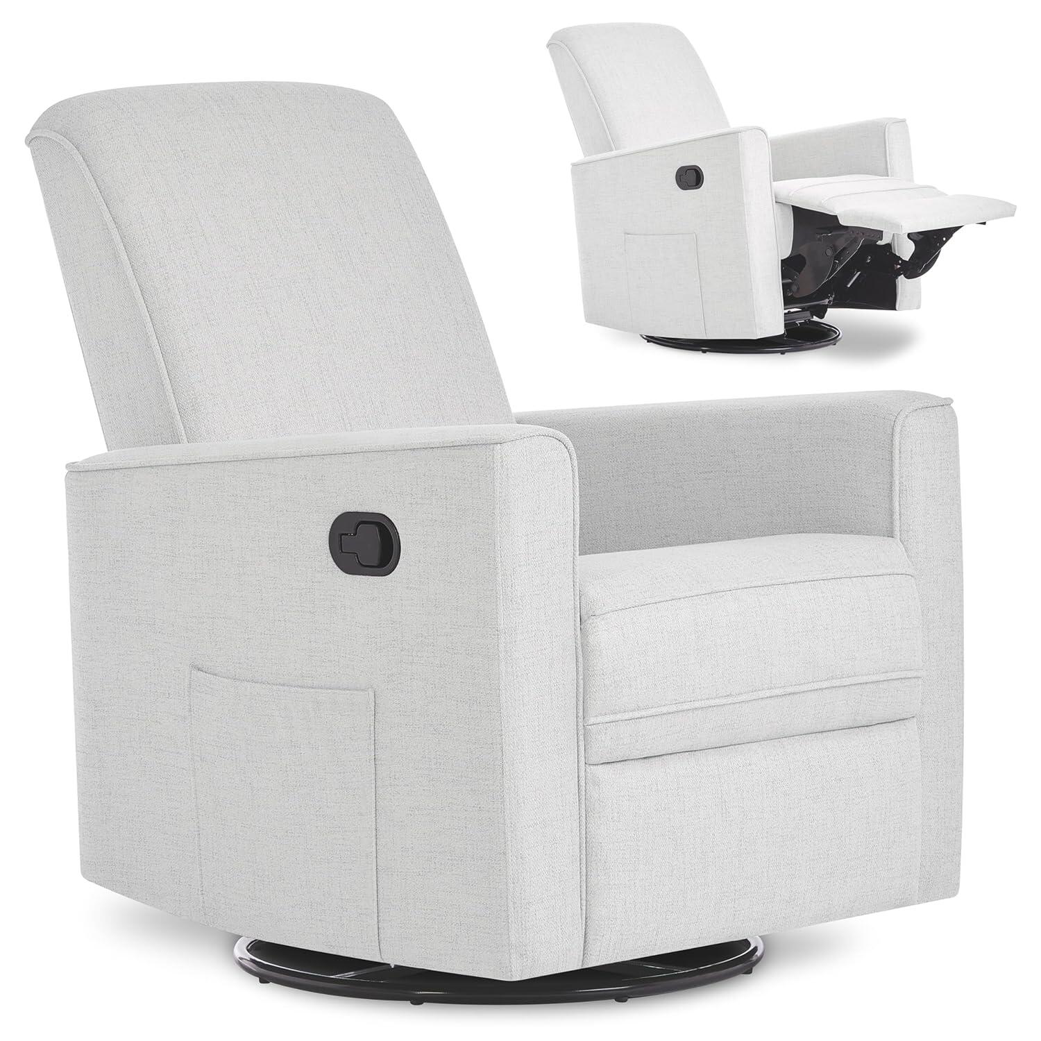 Evolur Raleigh Manual Swivel Glider Recliner, Fog Gray