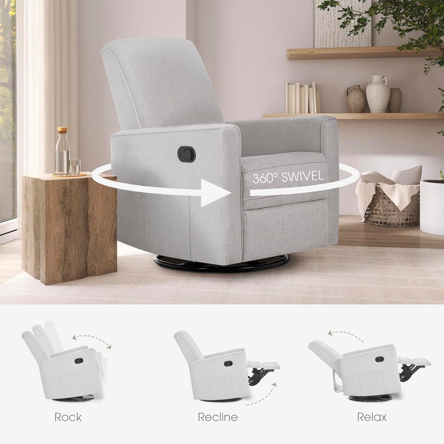 Evolur Raleigh Manual Swivel Glider Recliner, , large