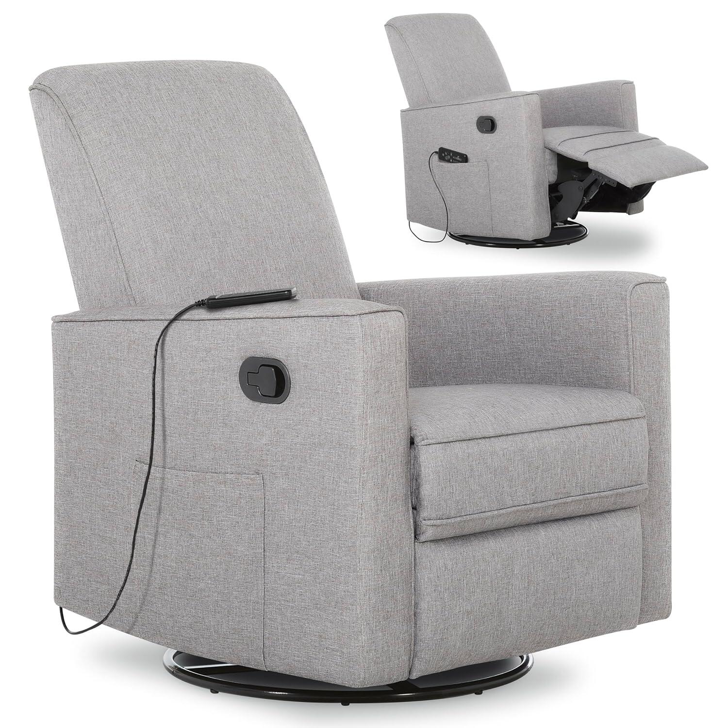 Evolur Raleigh Power Swivel Glider Recliner, Luxe Gray, large