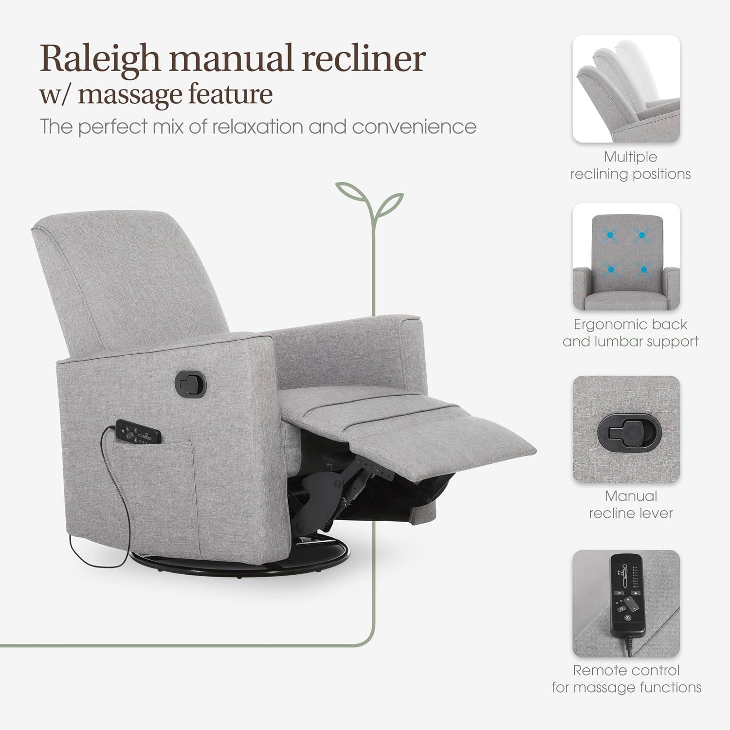 Evolur Raleigh Power Swivel Glider Recliner, Luxe Gray, large