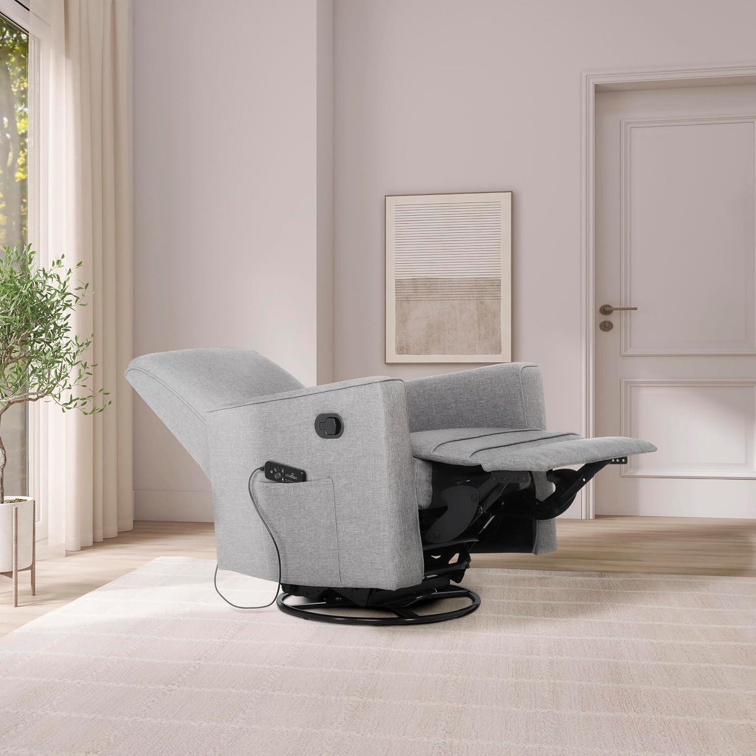 Evolur Raleigh Power Swivel Glider Recliner, Luxe Gray, large