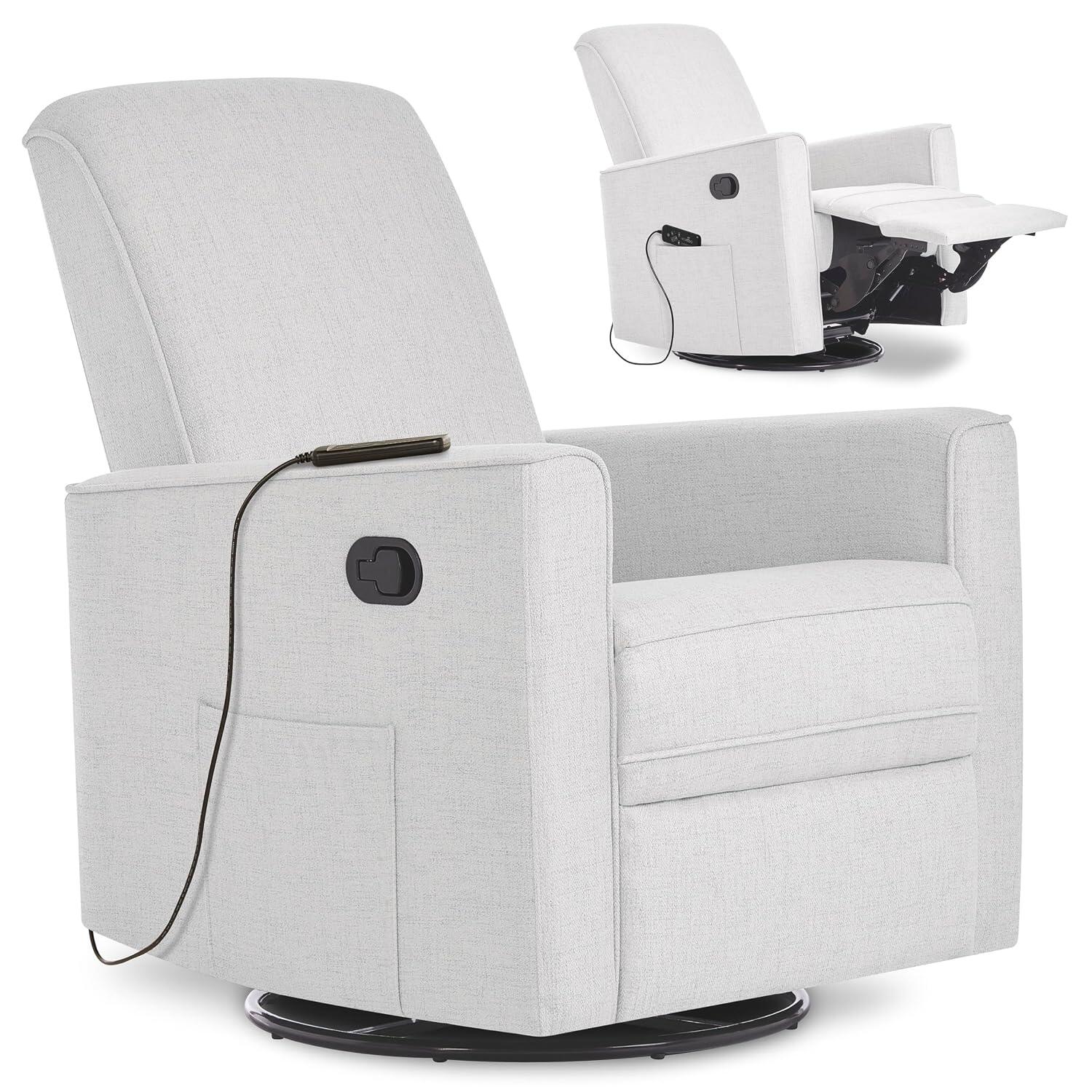 Evolur Raleigh Power Swivel Glider Recliner, Fog Gray